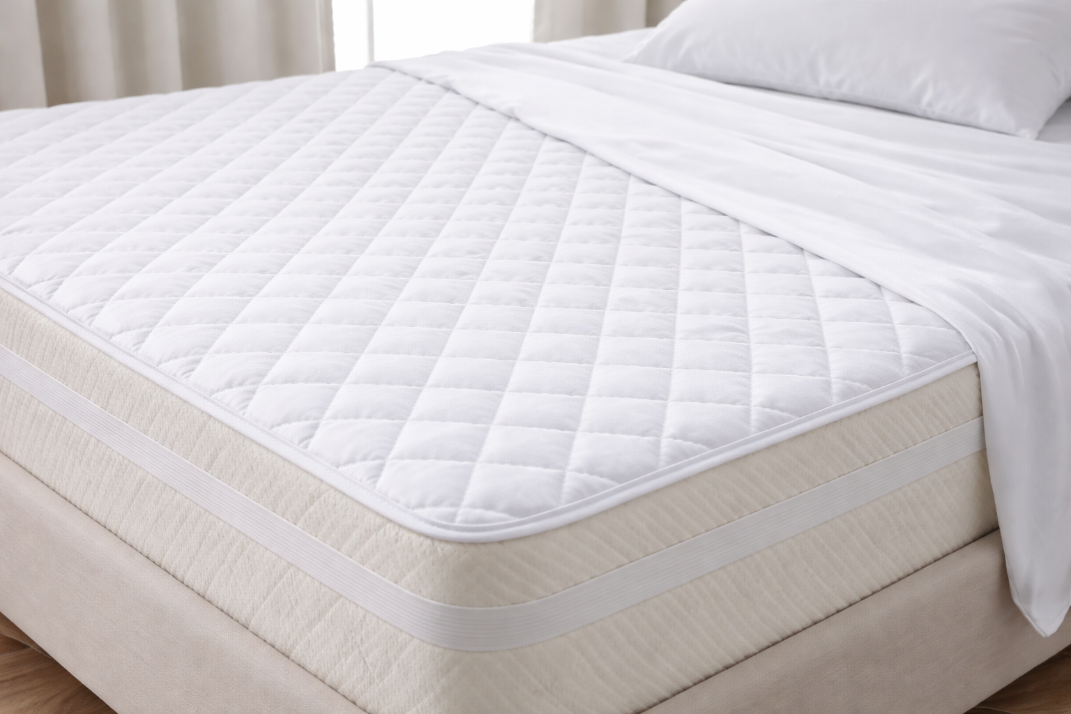 Chránič matrace na posteli pod prostěradlem