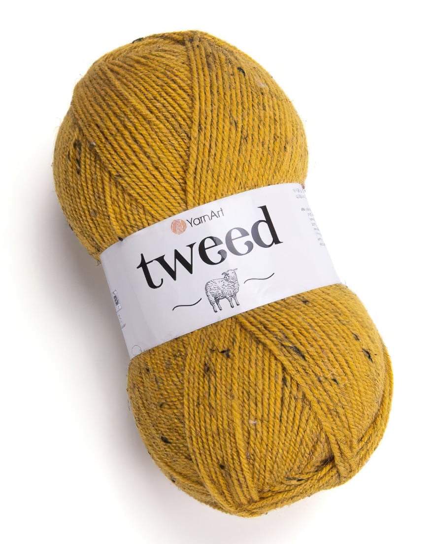 Levně YarnArt pletací příze TWEED 233 okrová s barevnými nopky, 100g/300m