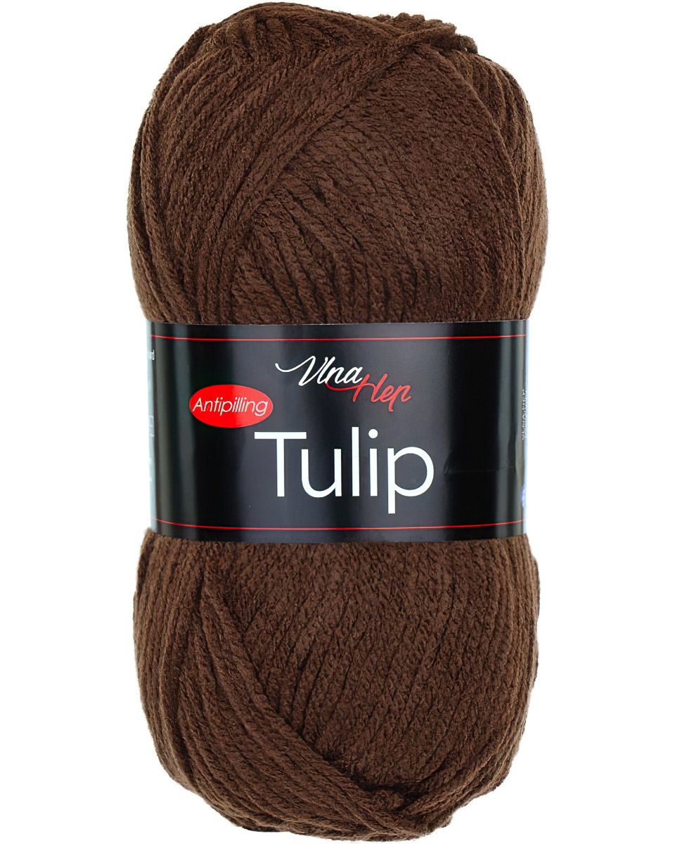 Pletací / háčkovací příze Vlna-Hep TULIP 41057 tmavě hnědá, jednobarevná, antipillingová, 100g/170m