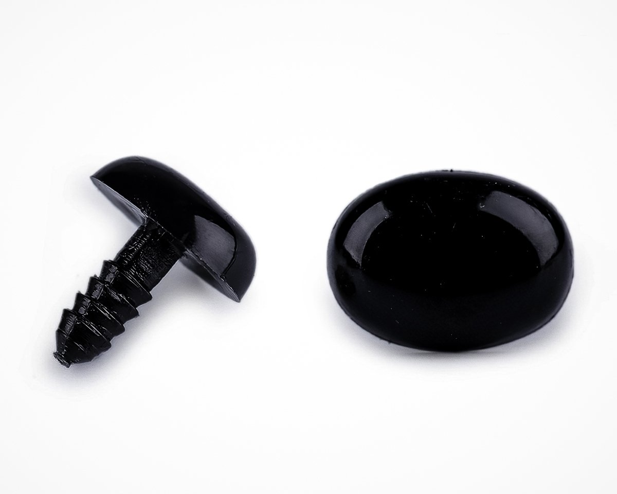 Bezpečnostní oči, čumáček, oválné, jednobarevné černé, průměr 12mm