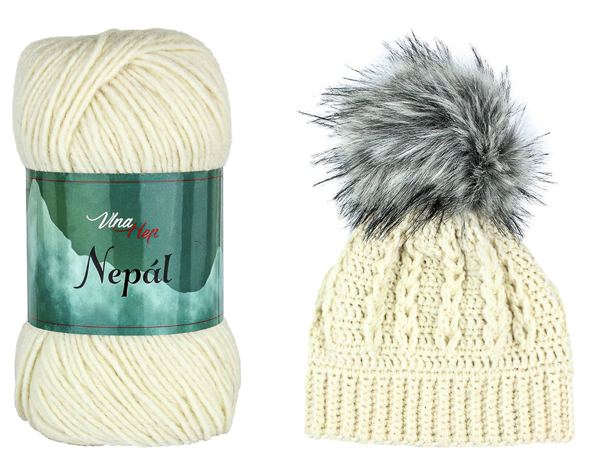 Pletací / háčkovací příze Vlna-Hep NEPÁL 6173 smetanová, jednobarevná, klasická 100g/190m