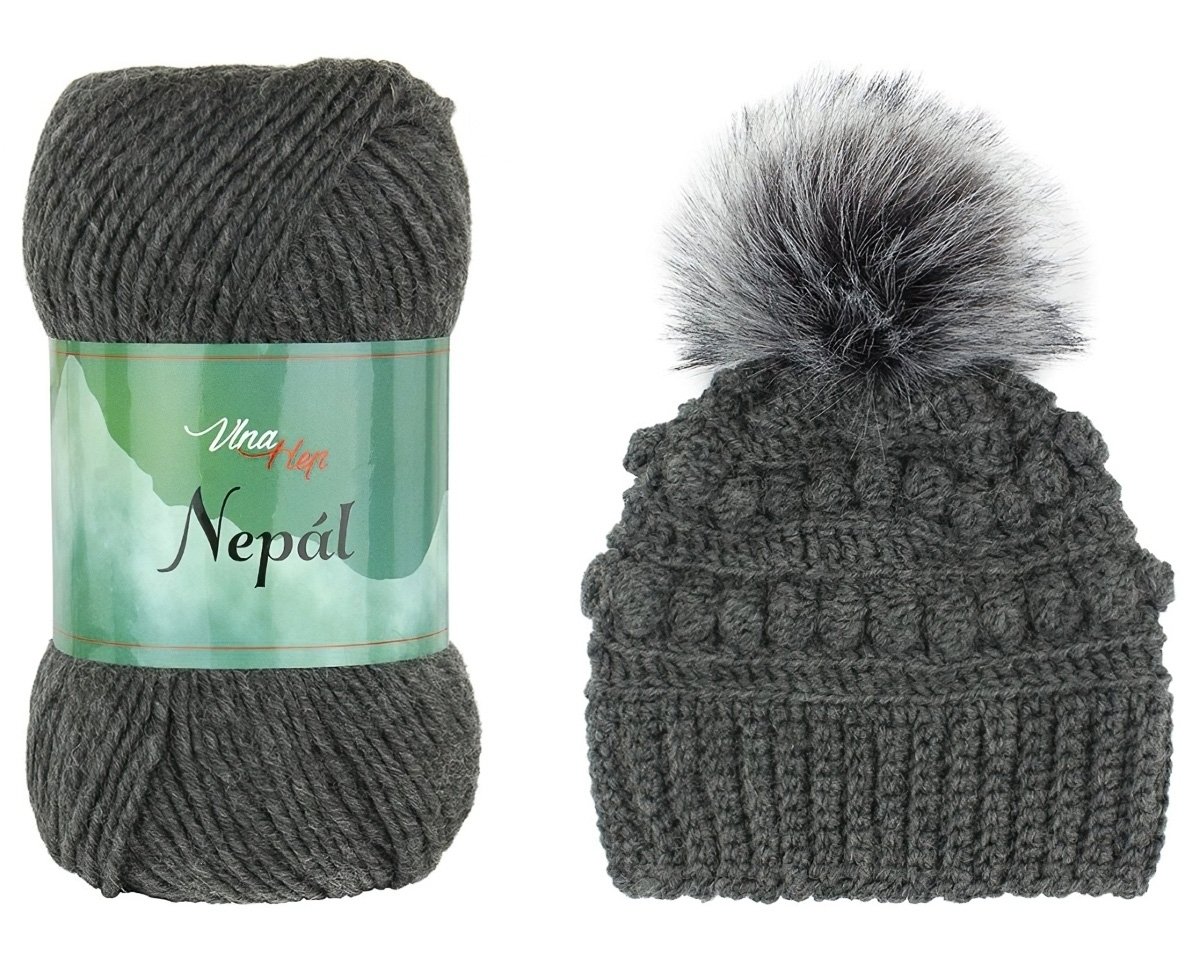Pletací / háčkovací příze Vlna-Hep NEPÁL 6235 šedá, jednobarevná, klasická 100g/190m