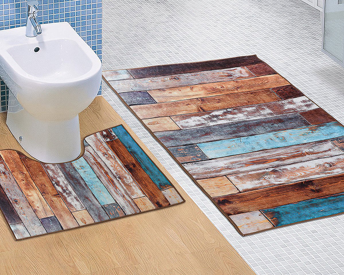 Bellatex Koupelnová a WC předložka Dřevěná podlaha 3D