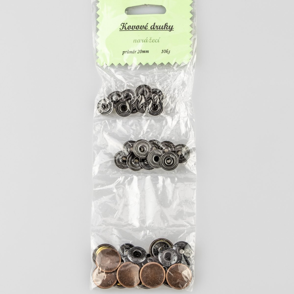 Zapínání / kovové narážecí druky 17 mosaz, průměr 20 mm, 10 kusů