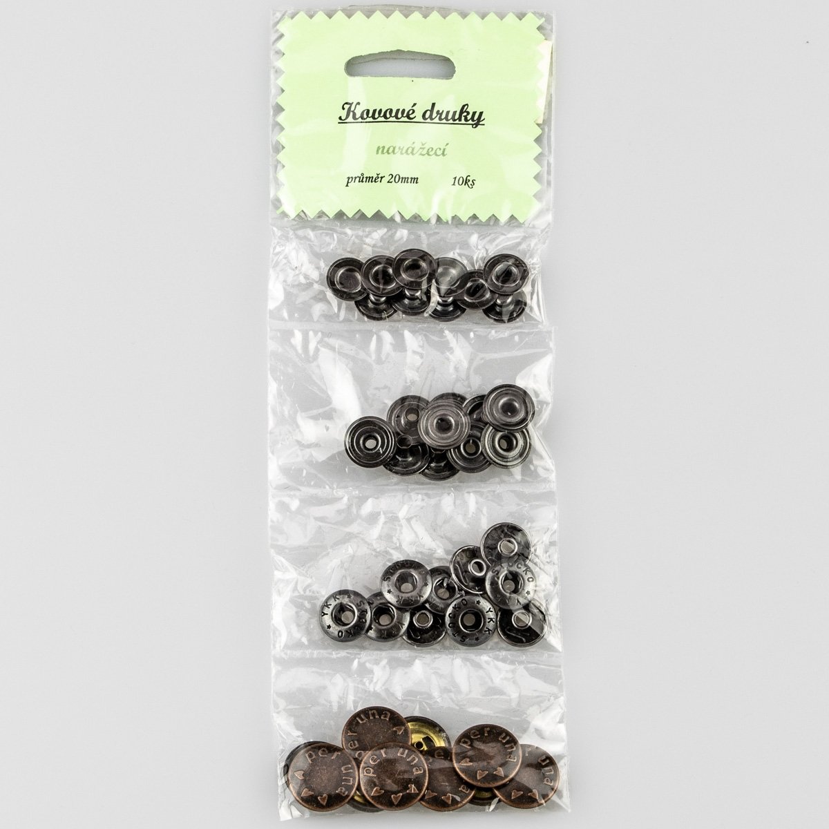Zapínání / kovové narážecí druky 13 per una, mosaz,  průměr 20 mm, 10 kusů