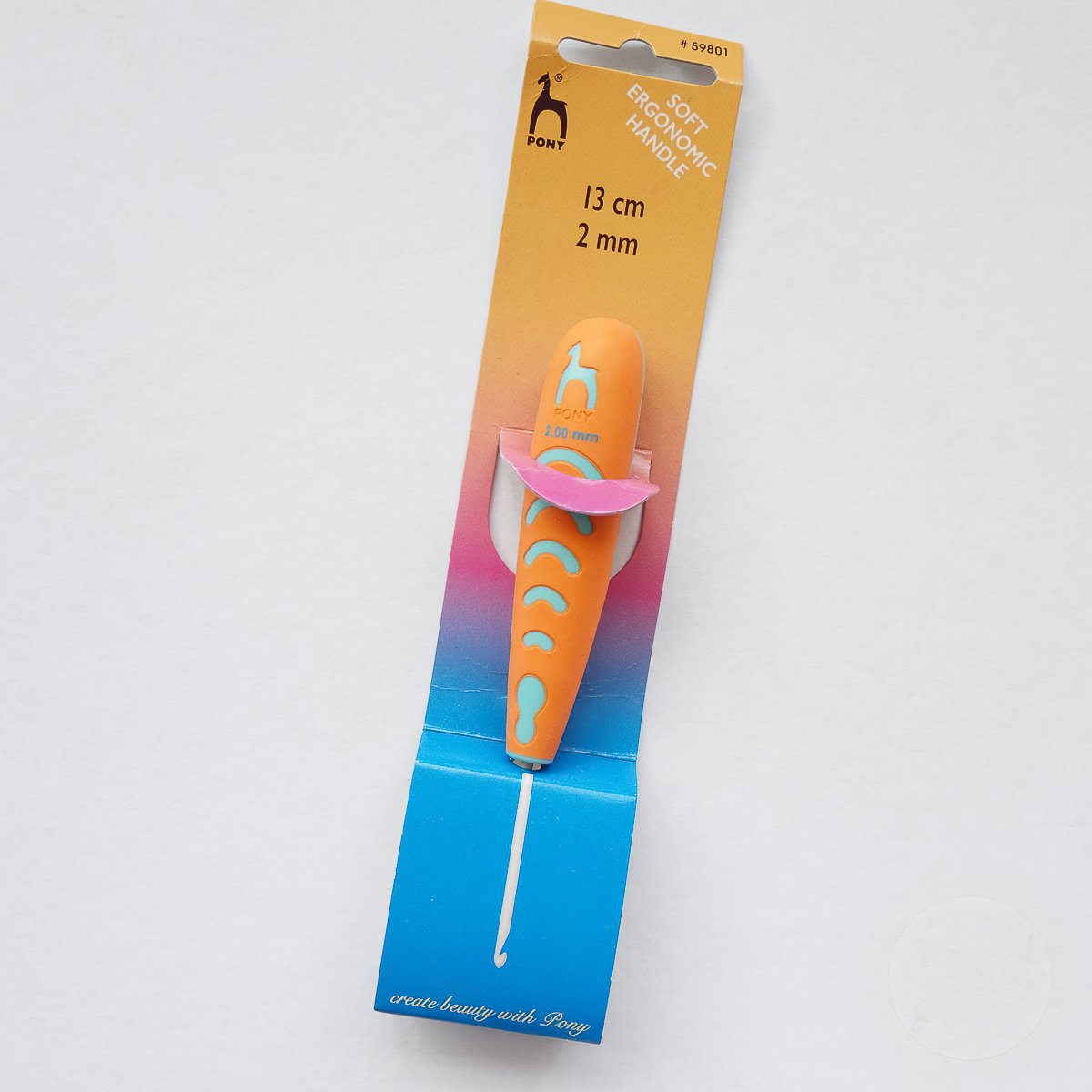 Háček na háčkování ergonomický PONY, hliník/plast 59801, velikost 2mm, délka 13cm