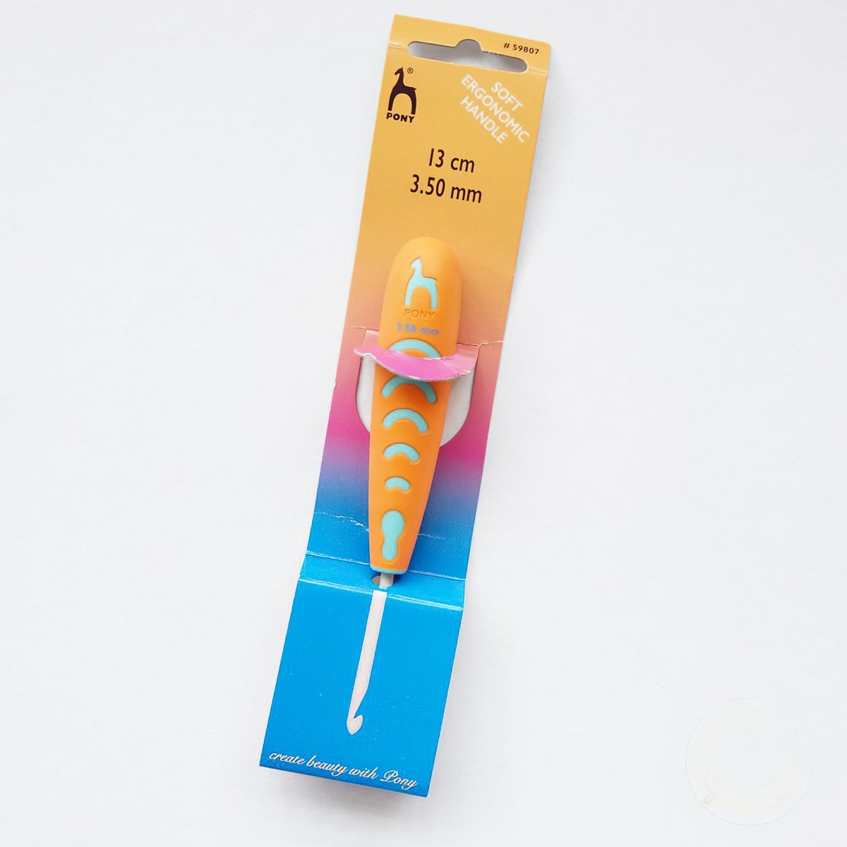 Háček na háčkování ergonomický PONY, hliník/plast 59807, velikost 3,5mm, délka 13cm