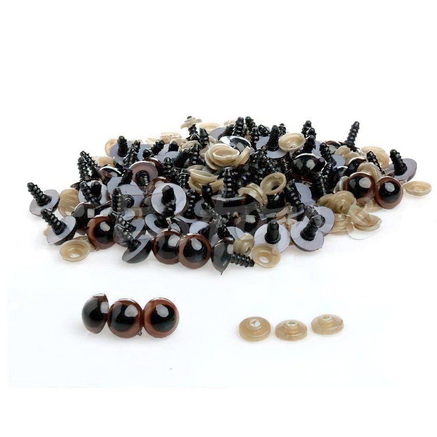 Bezpečnostní oči, jednobarevné hnědé, průměr 10mm