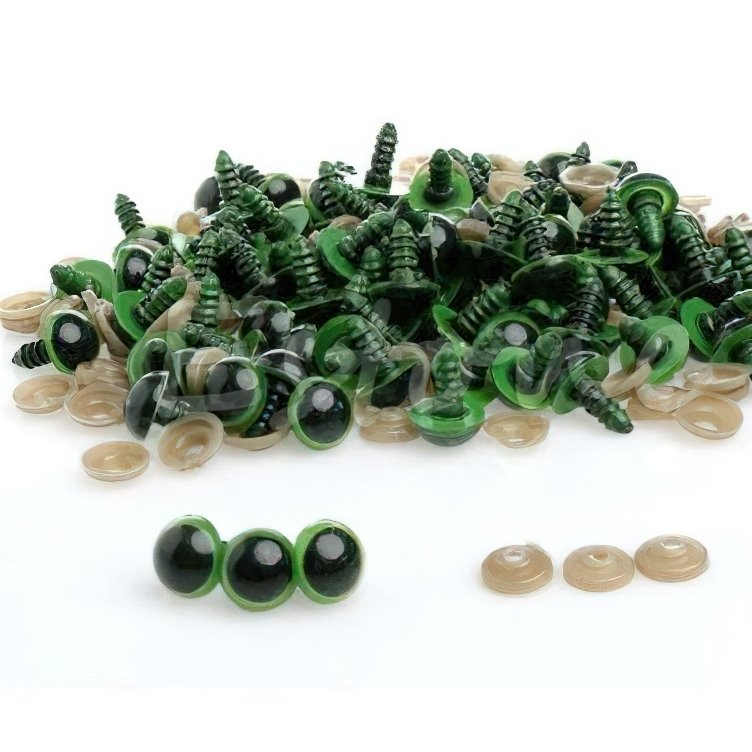 Bezpečnostní oči, jednobarevné zelené, průměr 14mm