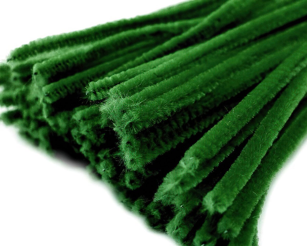 Chlupatý modelovací drát 160281/14, jednobarevná zelená "jedle", průměr 6mm, délka 30cm, (1 balení, 20 kusů)