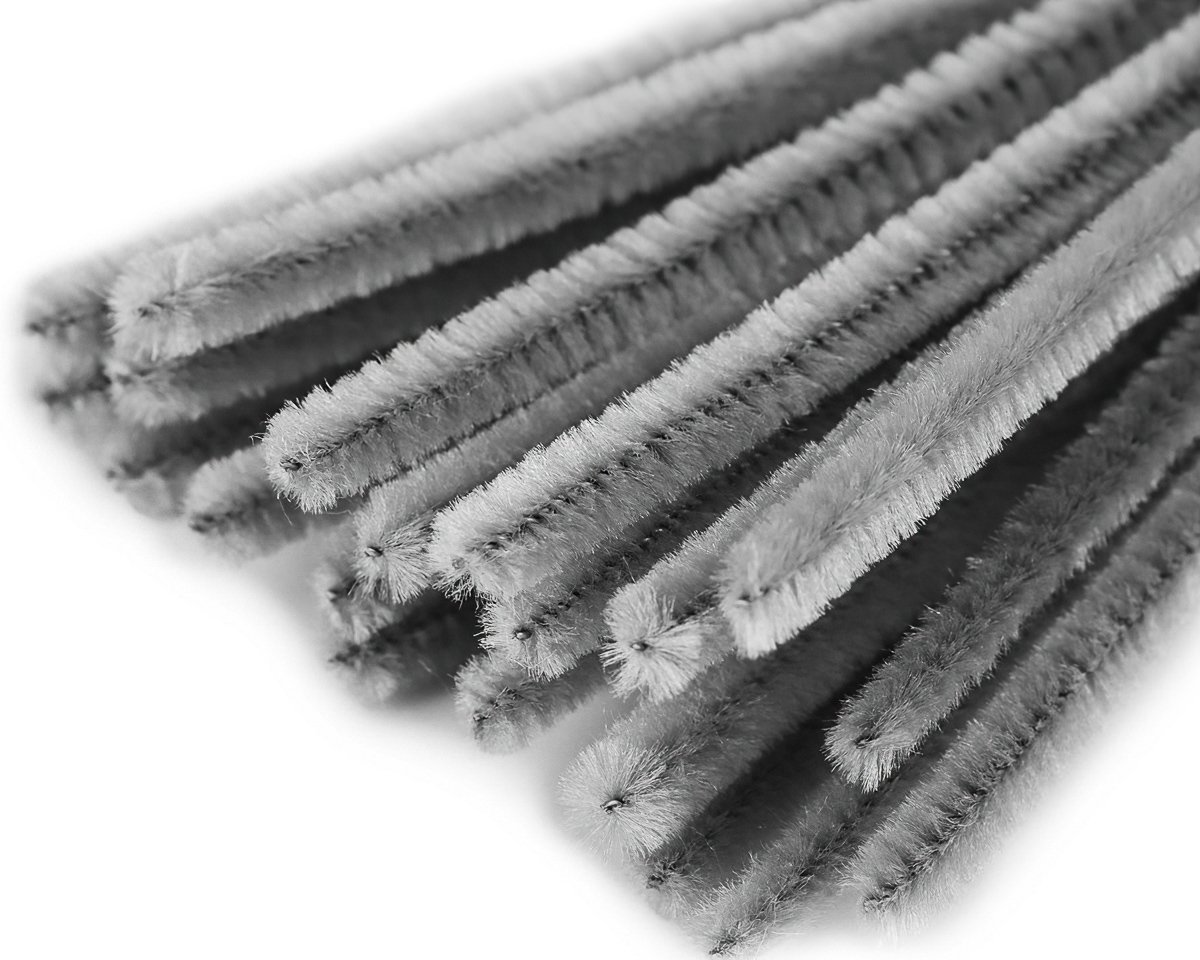 Chlupatý modelovací drát, 160281/27 jednobarevná šedá, průměr 6mm, délka 30cm, (1 balení, 20 kusů)