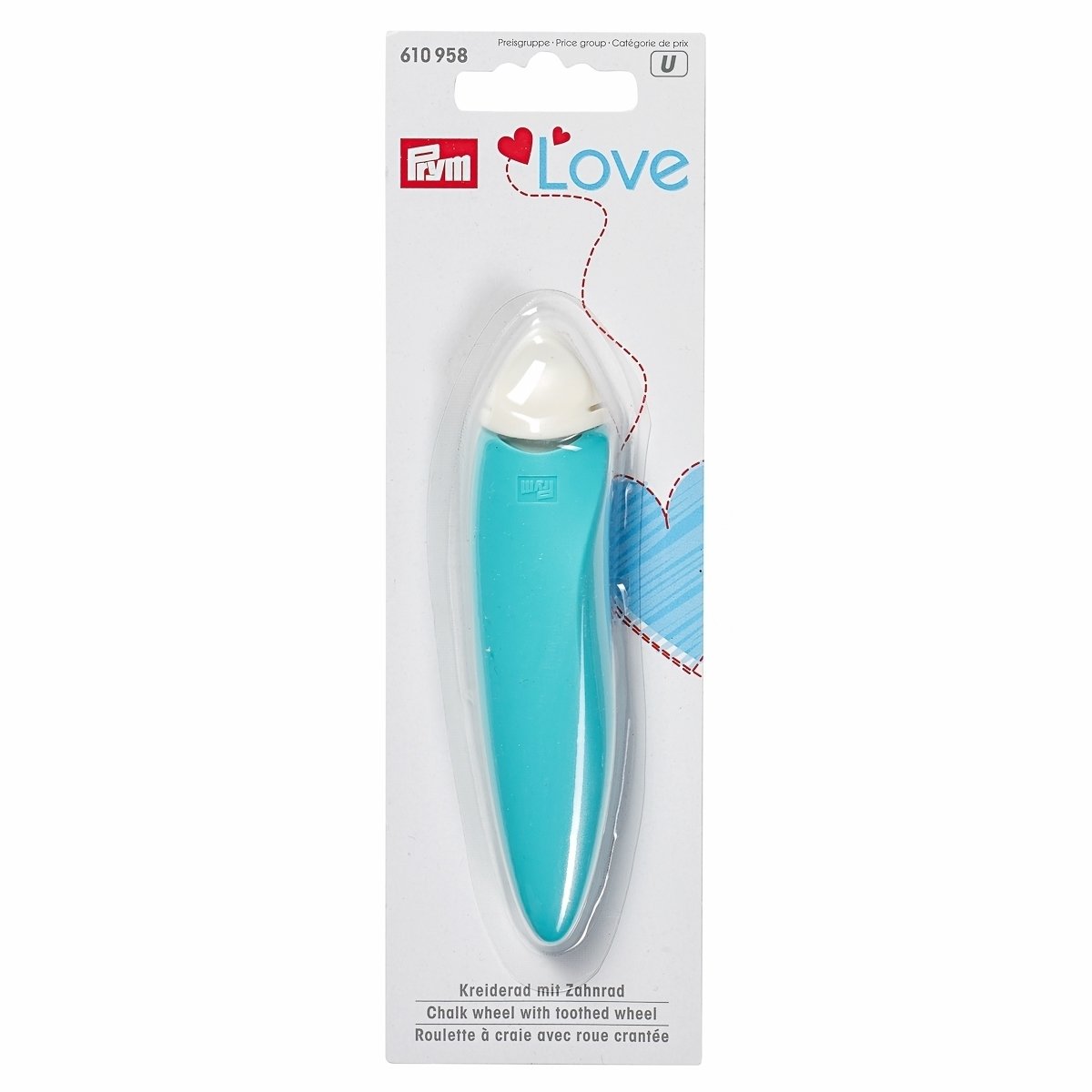 PRYM Krejčovské křídové rádýlko PRYM LOVE 16109580, modré, ergonomické, délka 11cm