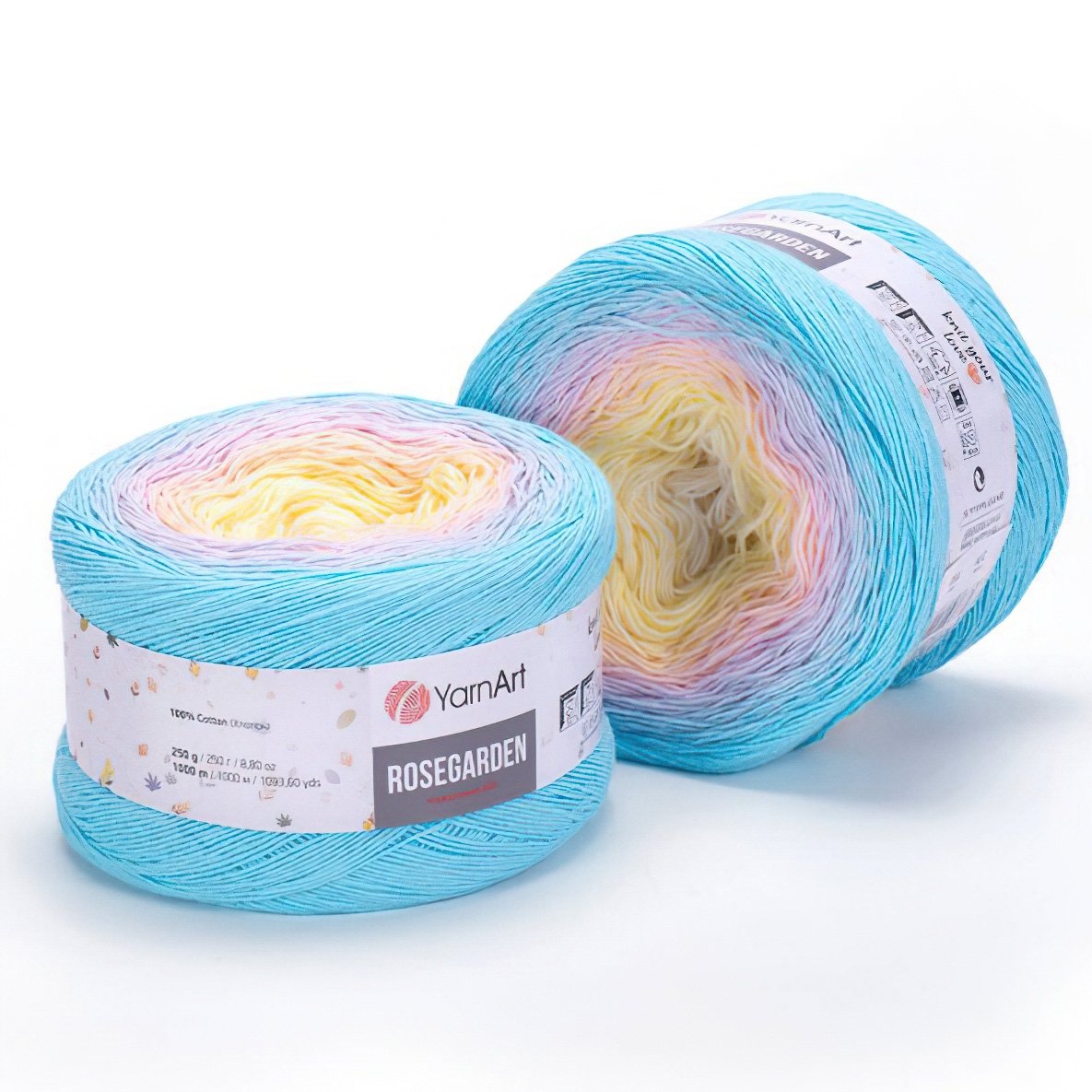 Pletací příze YarnArt ROSEGARDEN 311 modro-žluto-růžová, melírovaná (duhová), efektní, 250g/1000m