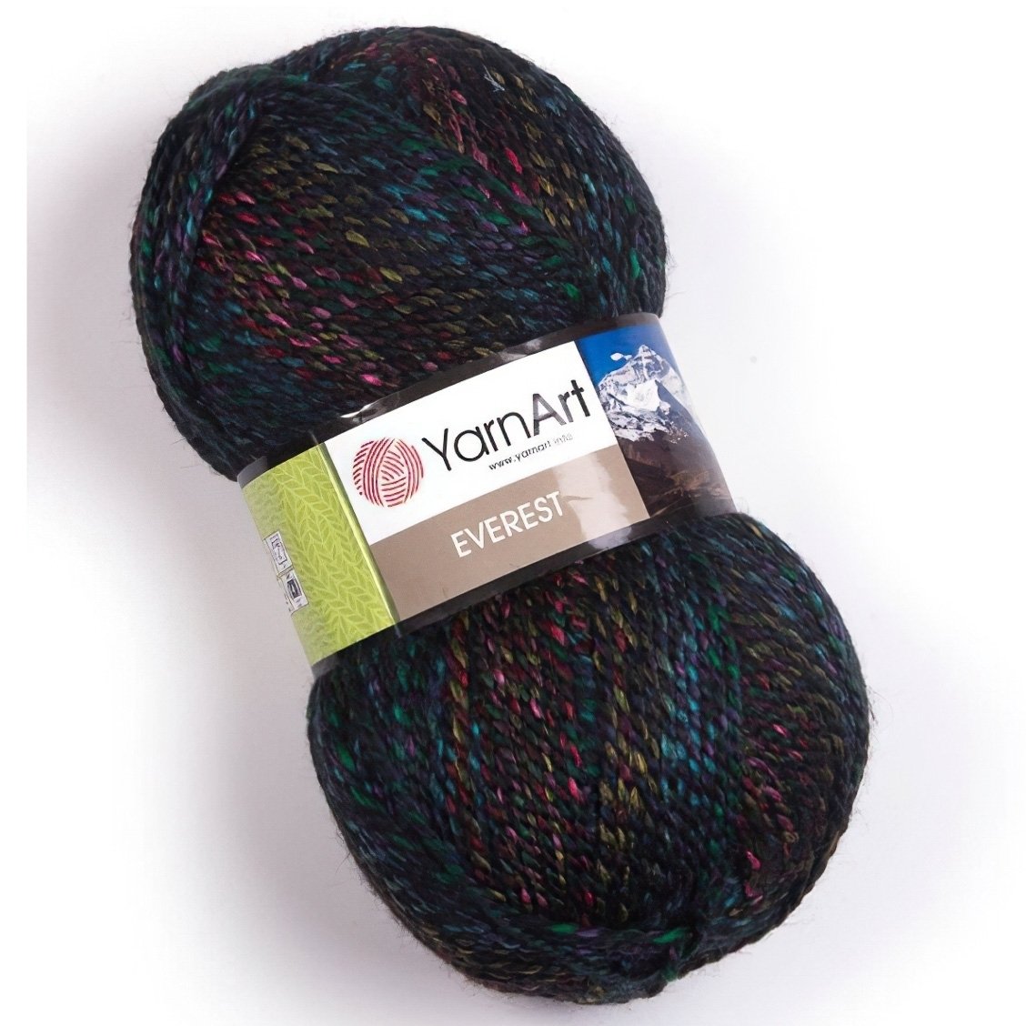 YarnArt pletací příze YarnArt EVEREST 7037 černo-červeno-žluto-modro duhová, tón v tónu, melírovaná, 200g/320m