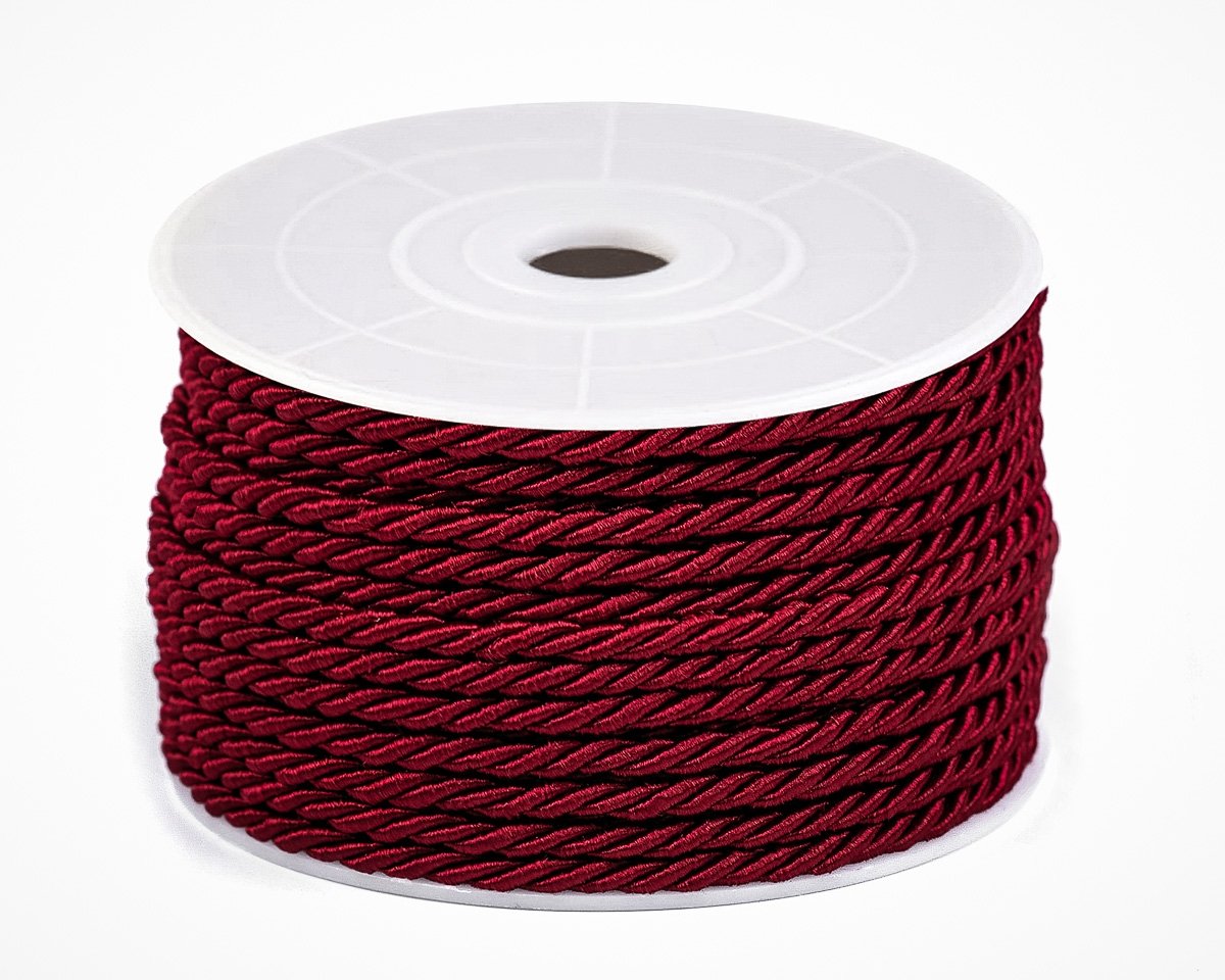 Textil Soldán Kroucená šňůra / provaz, vínová lesklá, průměr 6,5mm (šňůra na metry)