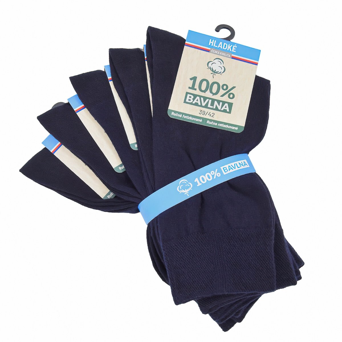 RSPonožky zdravotní 91009, navy tmavě modré, klasické, bez gumiček, unisex, 5 párů, vel. 43-46