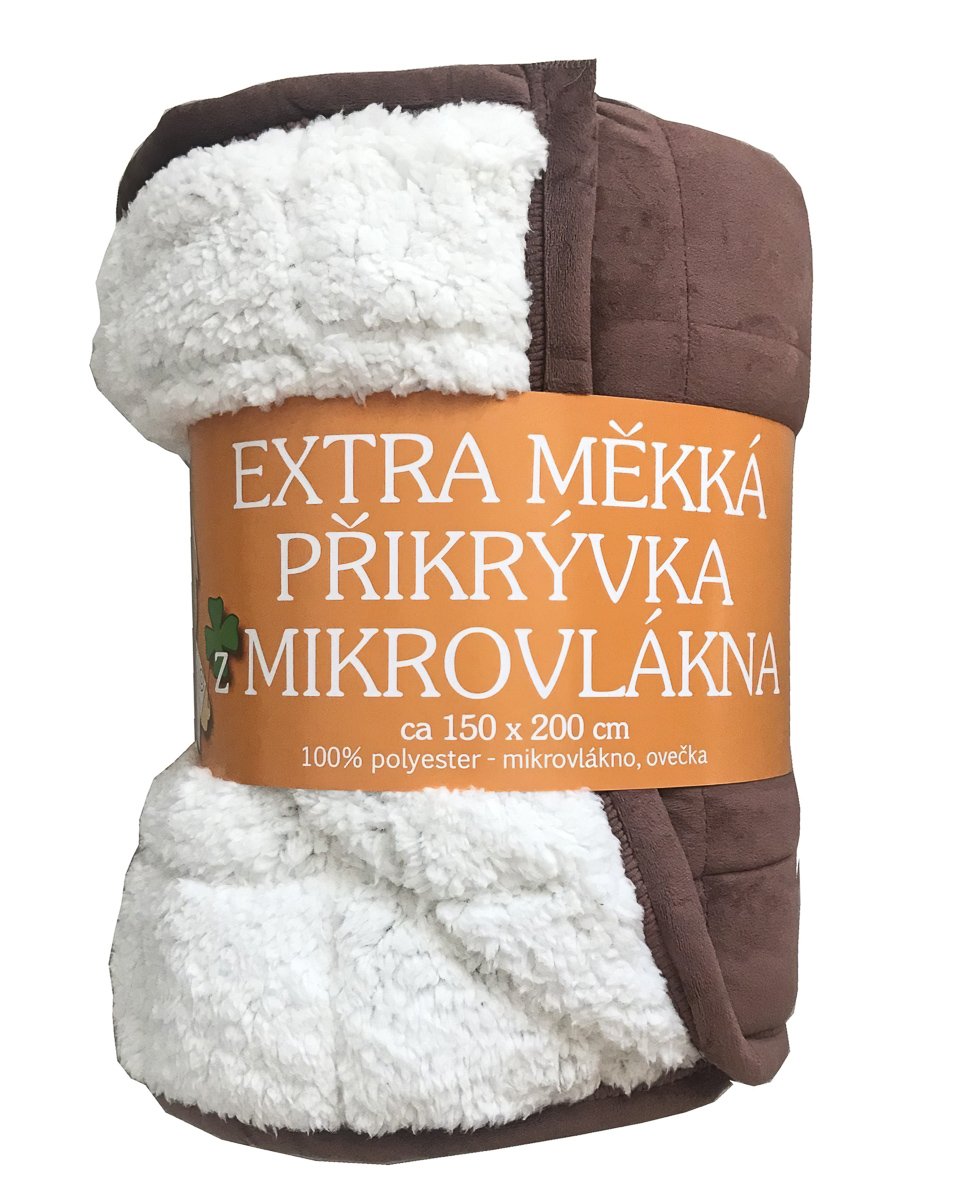 Deka z mikrovlákna OVEČKA Sleep well prošev jednobarevná tmavě hnědá, 150x200cm