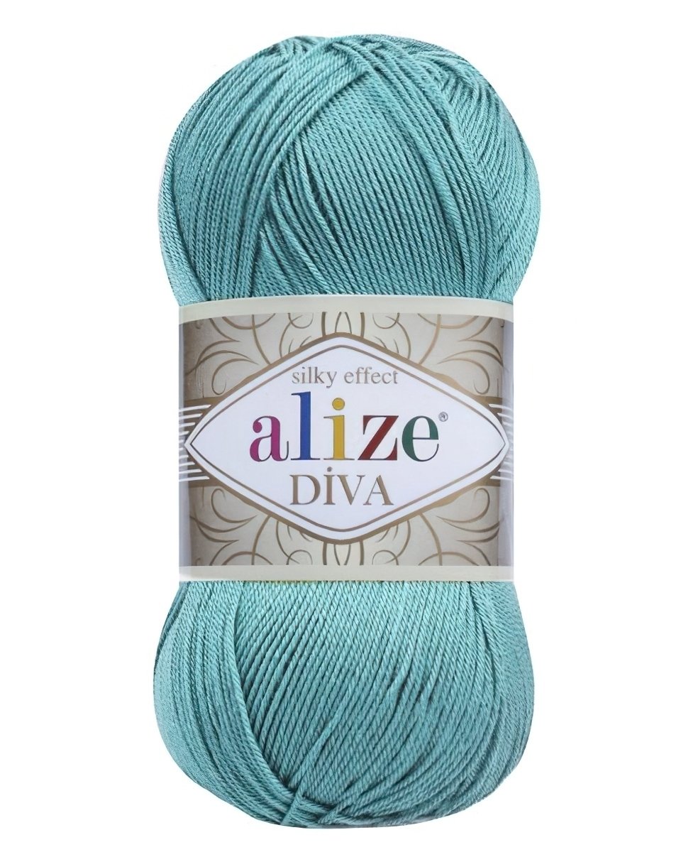 Pletací / háčkovací příze Alize DIVA 376 tyrkysová, jednobarevná, 100g/350m