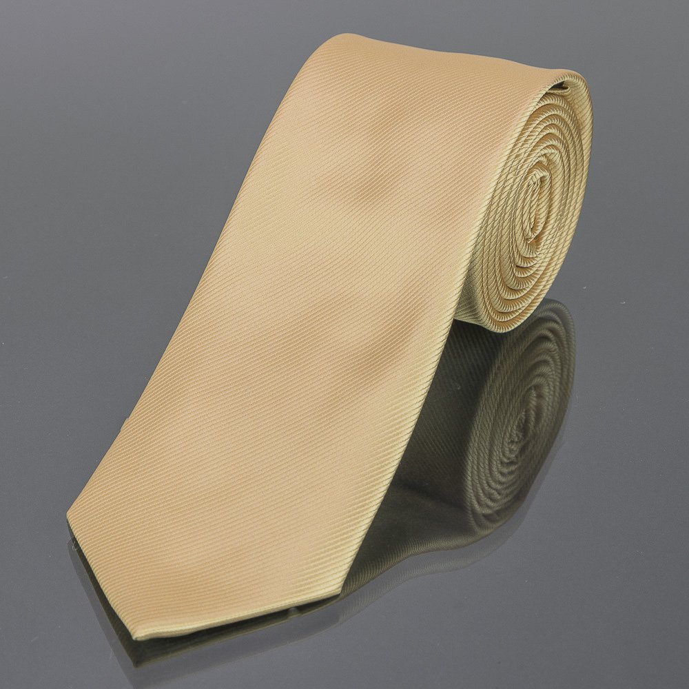 AMJ Kravata pánská jednobarevná KU0047, zlatá