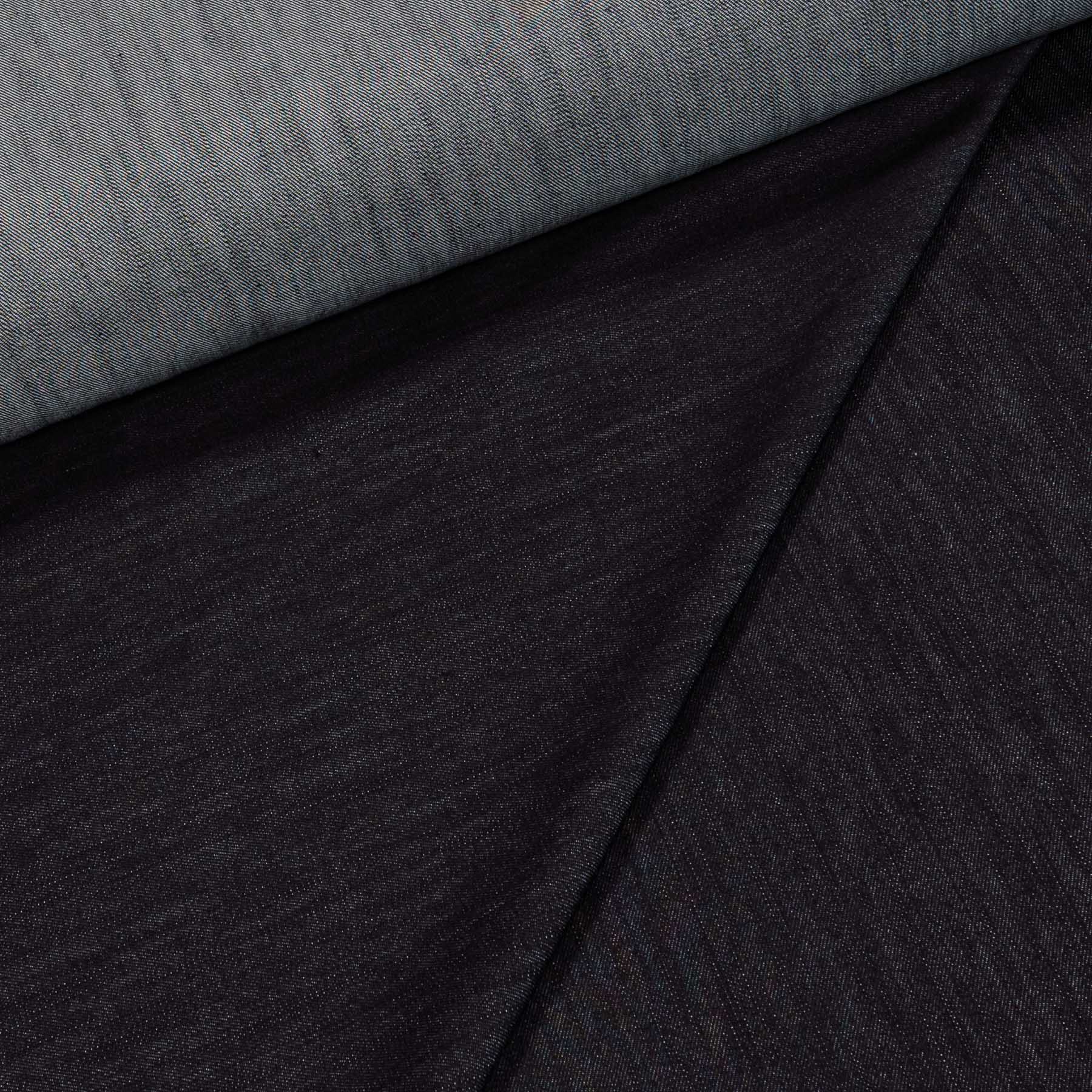 Bavlněná riflovina (denim, džínovina) černá č.5, klasická, š.160cm, 410 g/m2, 100% bavlna (látka v metráži)