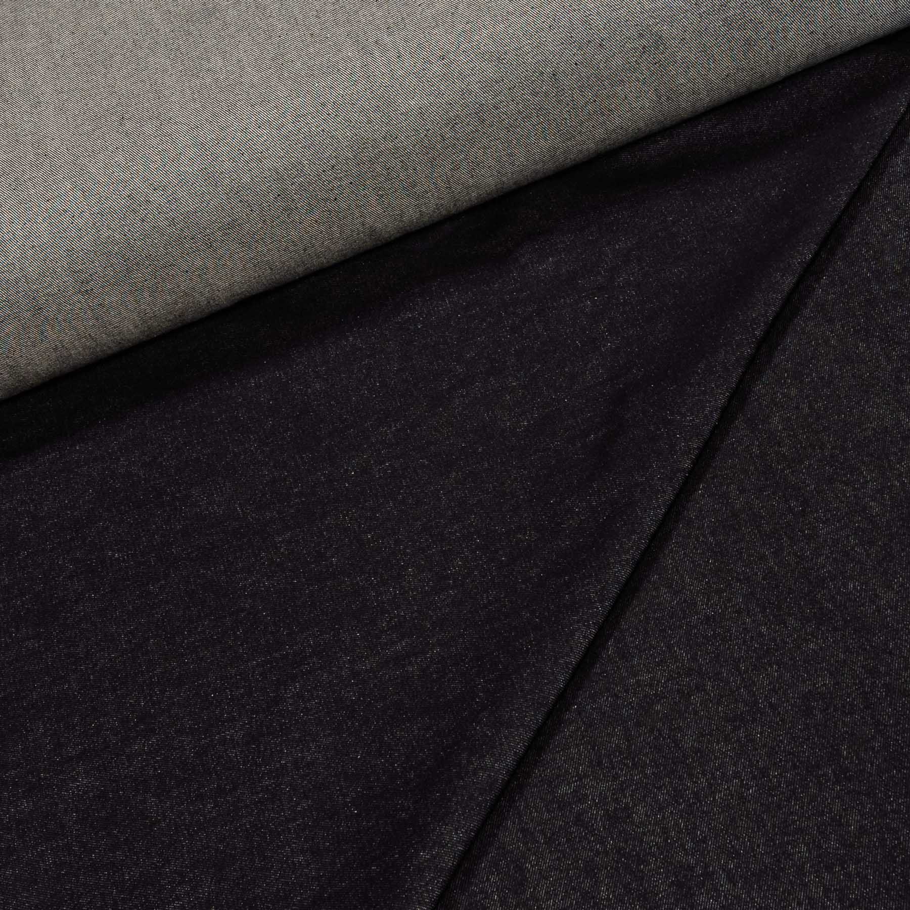 Bavlněná riflovina (denim, džínovina) černá č.8, klasická, š.160cm, 420 g/m2, 100% bavlna (látka v metráži)