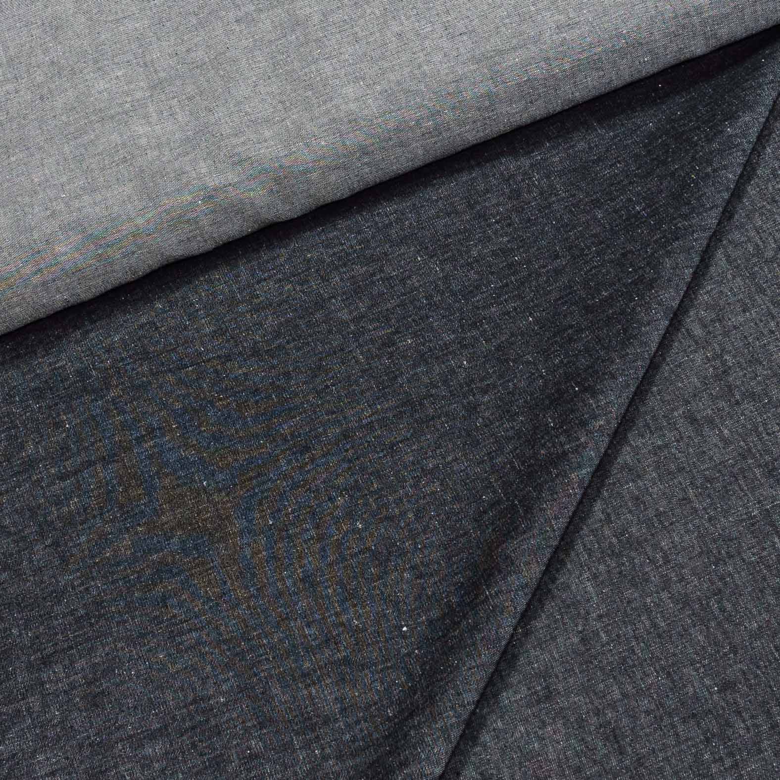 Bavlněná riflovina (denim, džínovina) černá žíhaná č.3, letní klasická, š.155cm, 190 g/m2, 100% bavlna (látka v metráži)