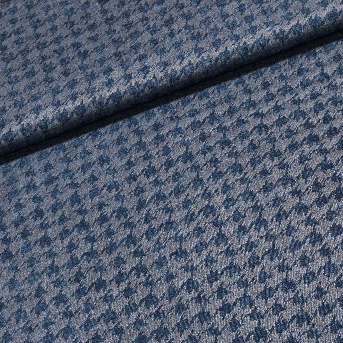 Bavlněná riflovina (denim, džínovina) SP-23006 kohoutí stopa, modrá, š.145cm (látka v metráži)