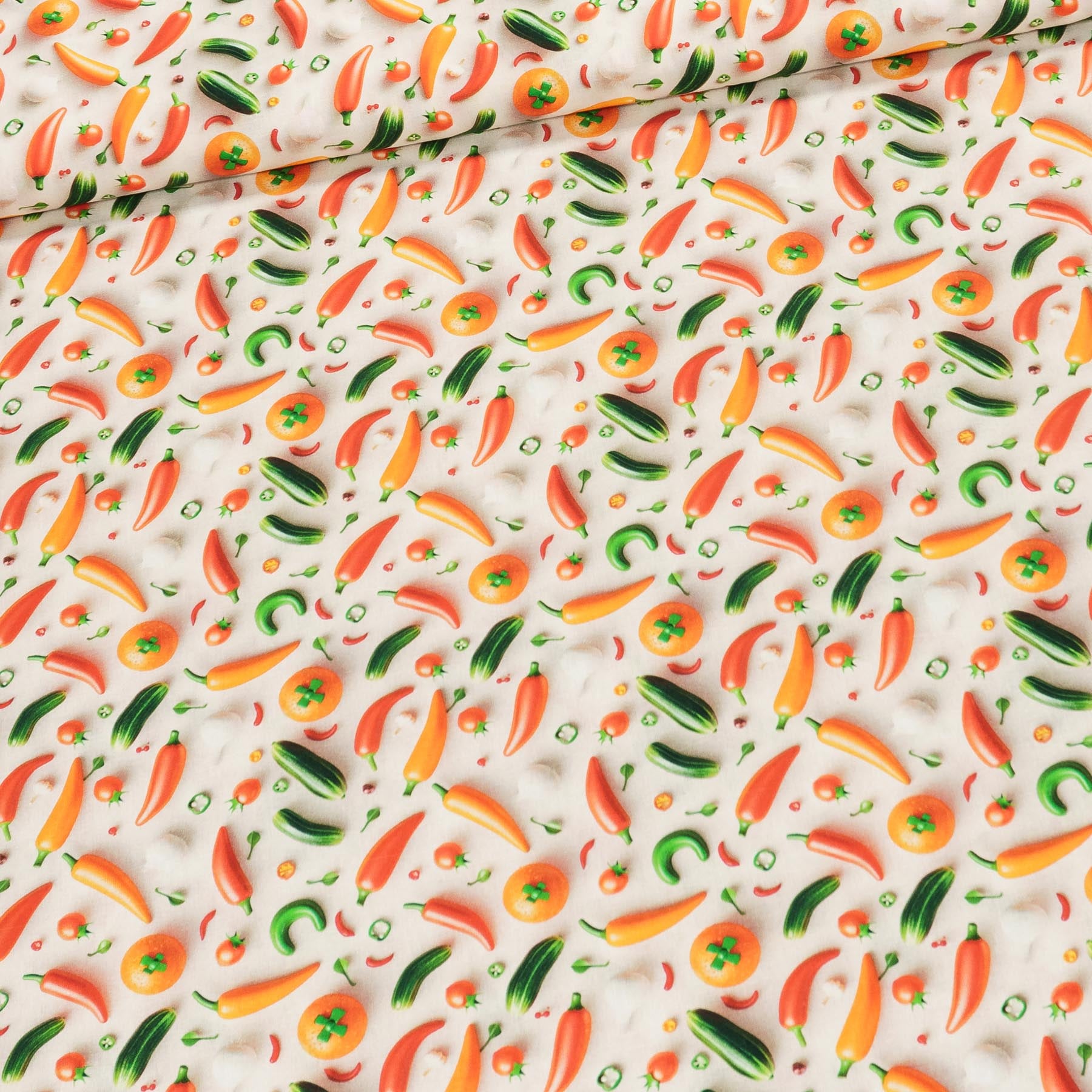 Bavlněné plátno 03 TREND ZELENINA na bílé, š.160cm (látka v metráži)