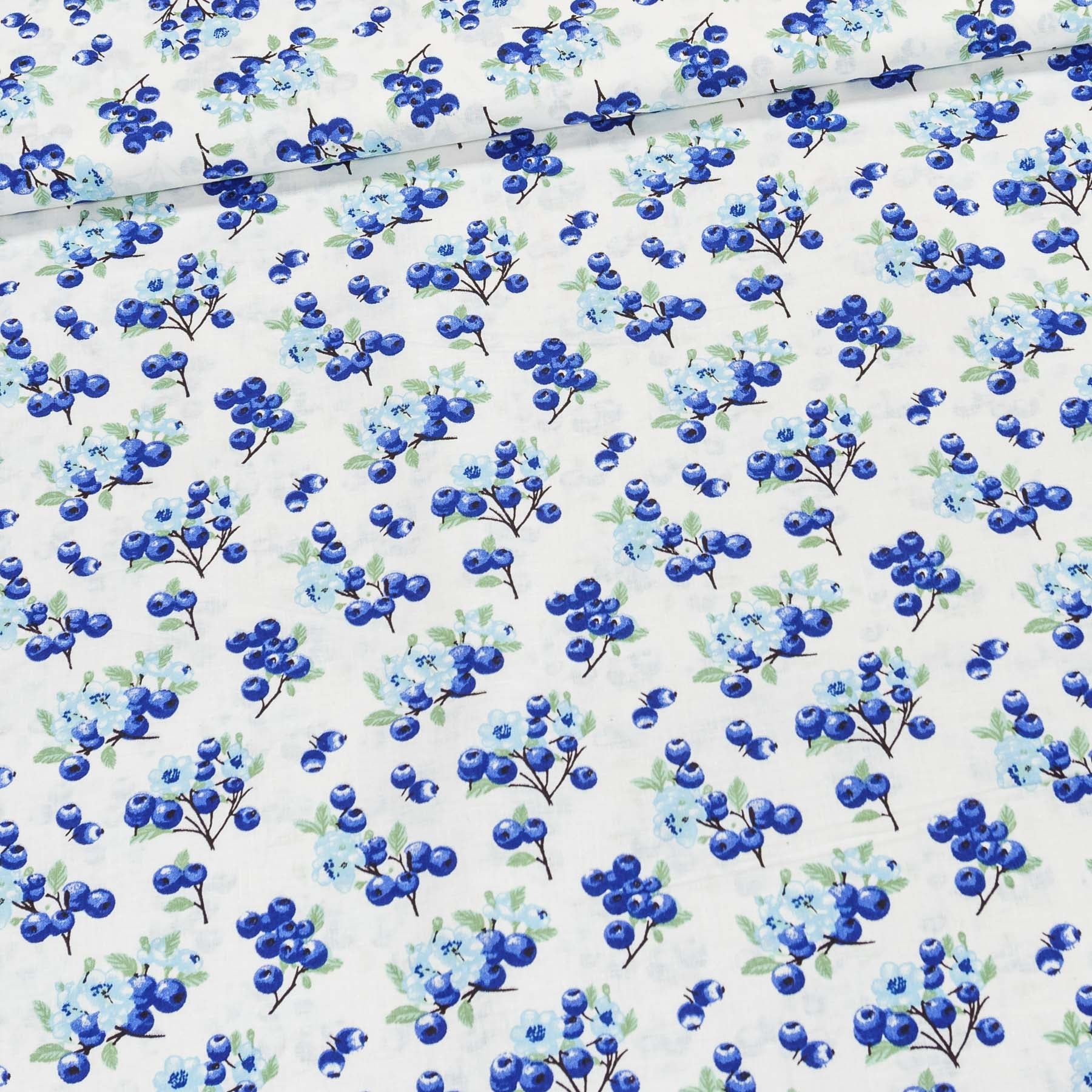 Bavlněné plátno 103000/17038, modré borůvky, š.140cm (látka v metráži)