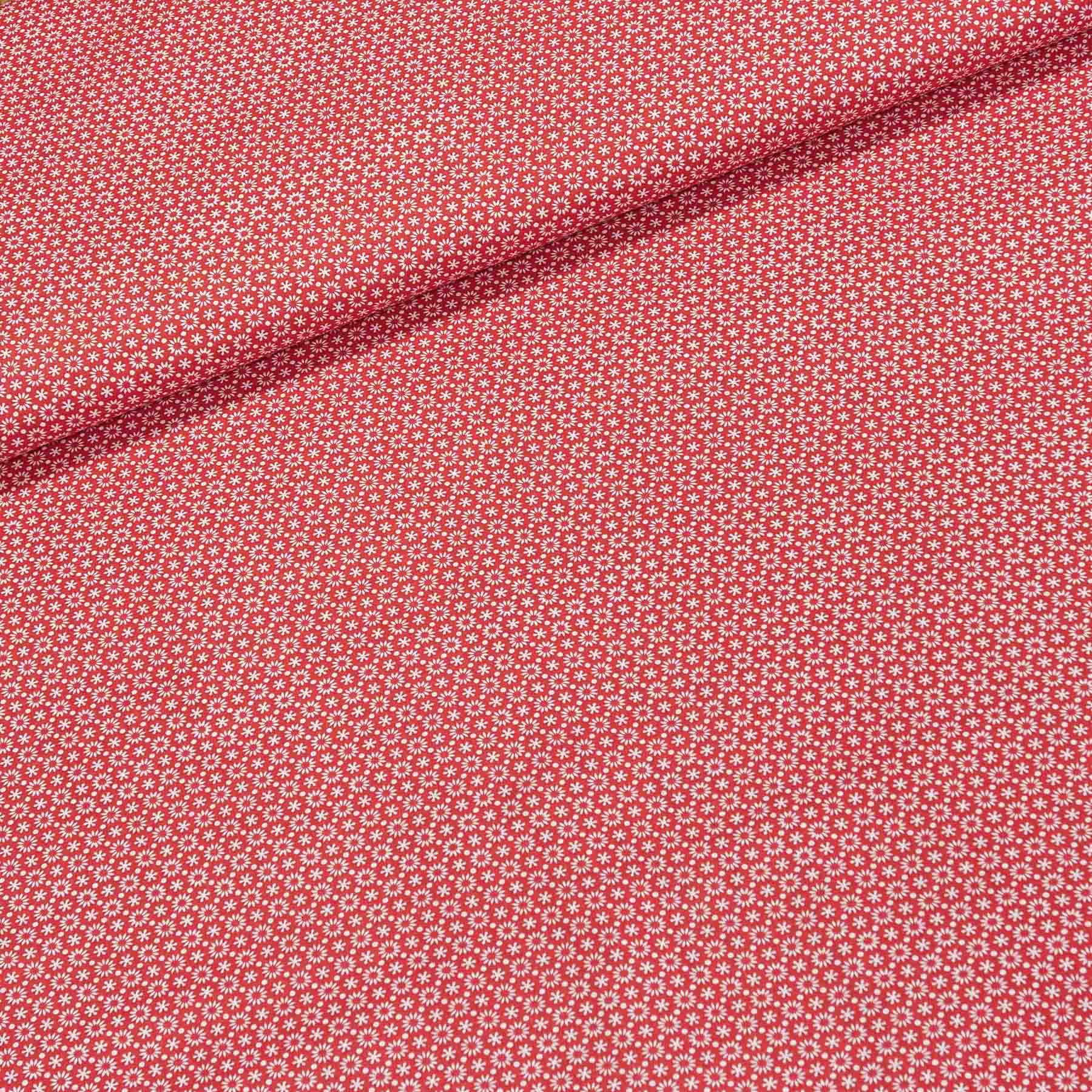 Levně Bavlněné plátno 103000/2088 RED, bílé kvítky na červené, š.140cm (látka v metráži)