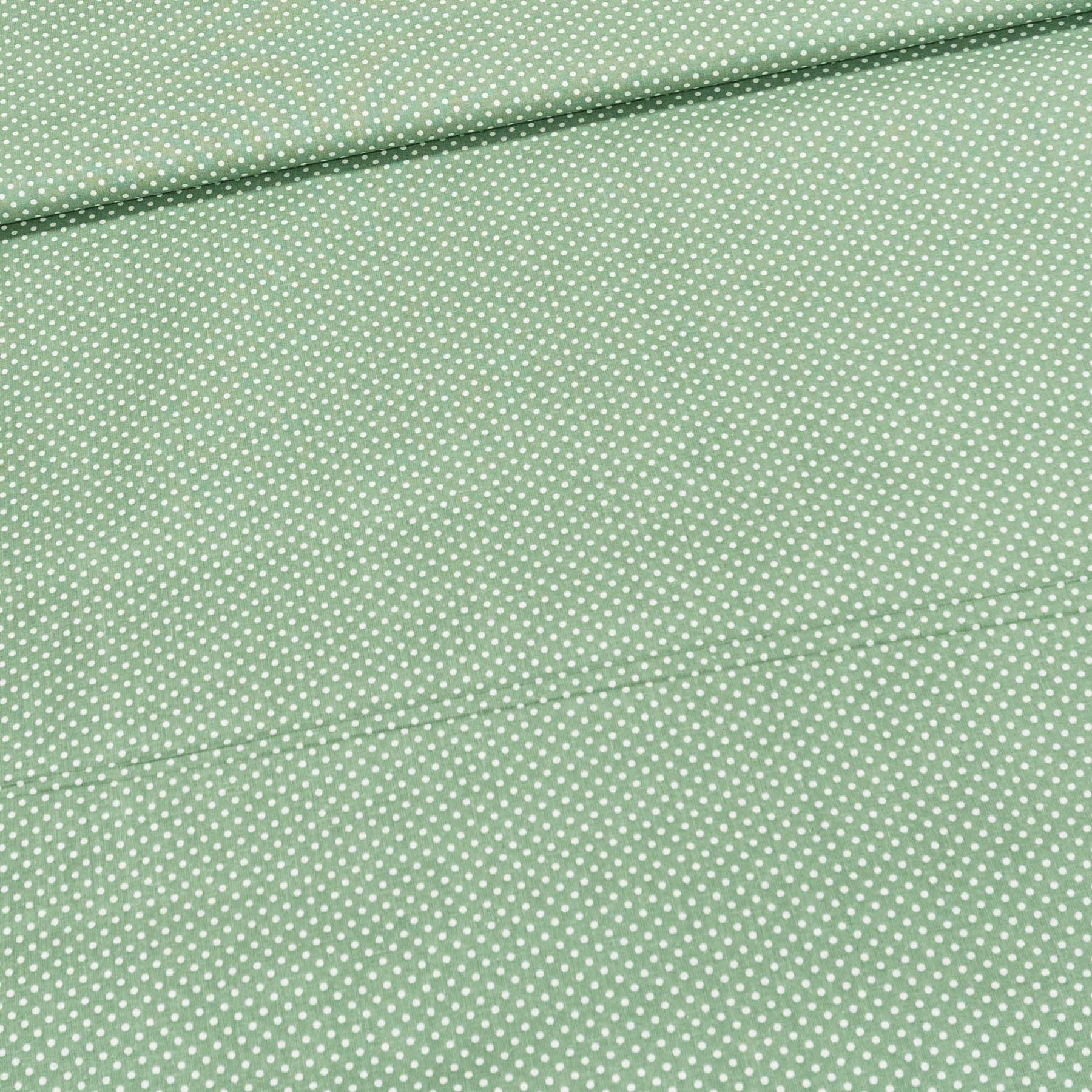 Bavlněné plátno 103000/7676 FROST, bílý puntík na olivově zelené, š.140cm (látka v metráži)