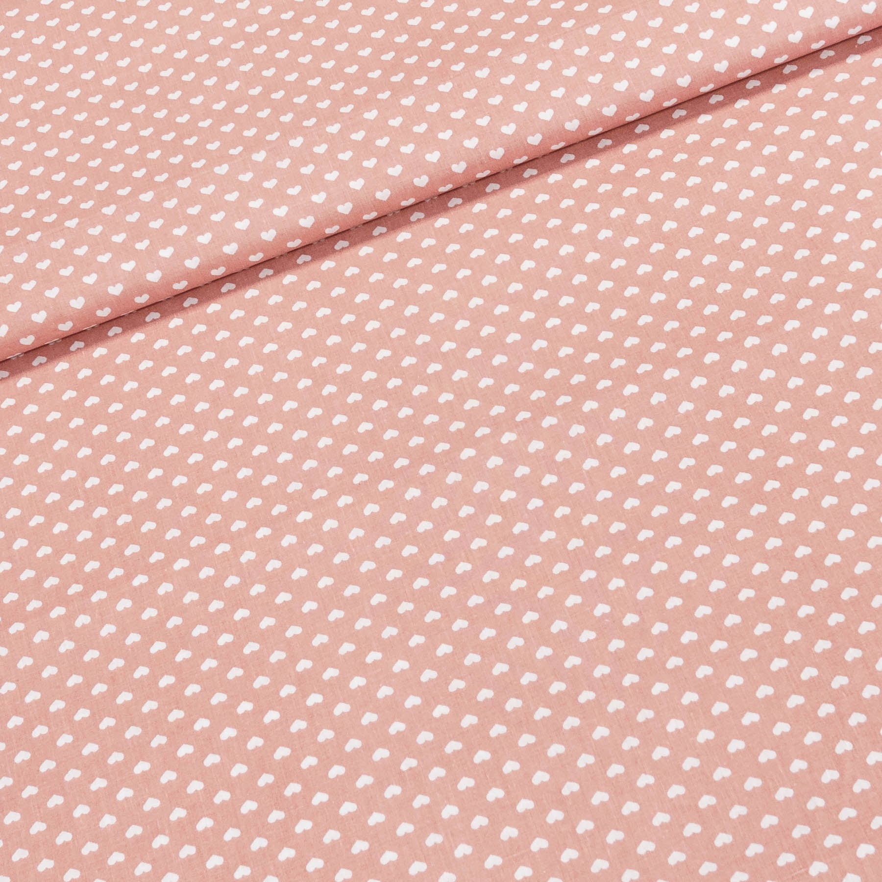 Bavlněné plátno 303000/4, bílá srdíčka na starorůžové, š.140cm (látka v metráži)