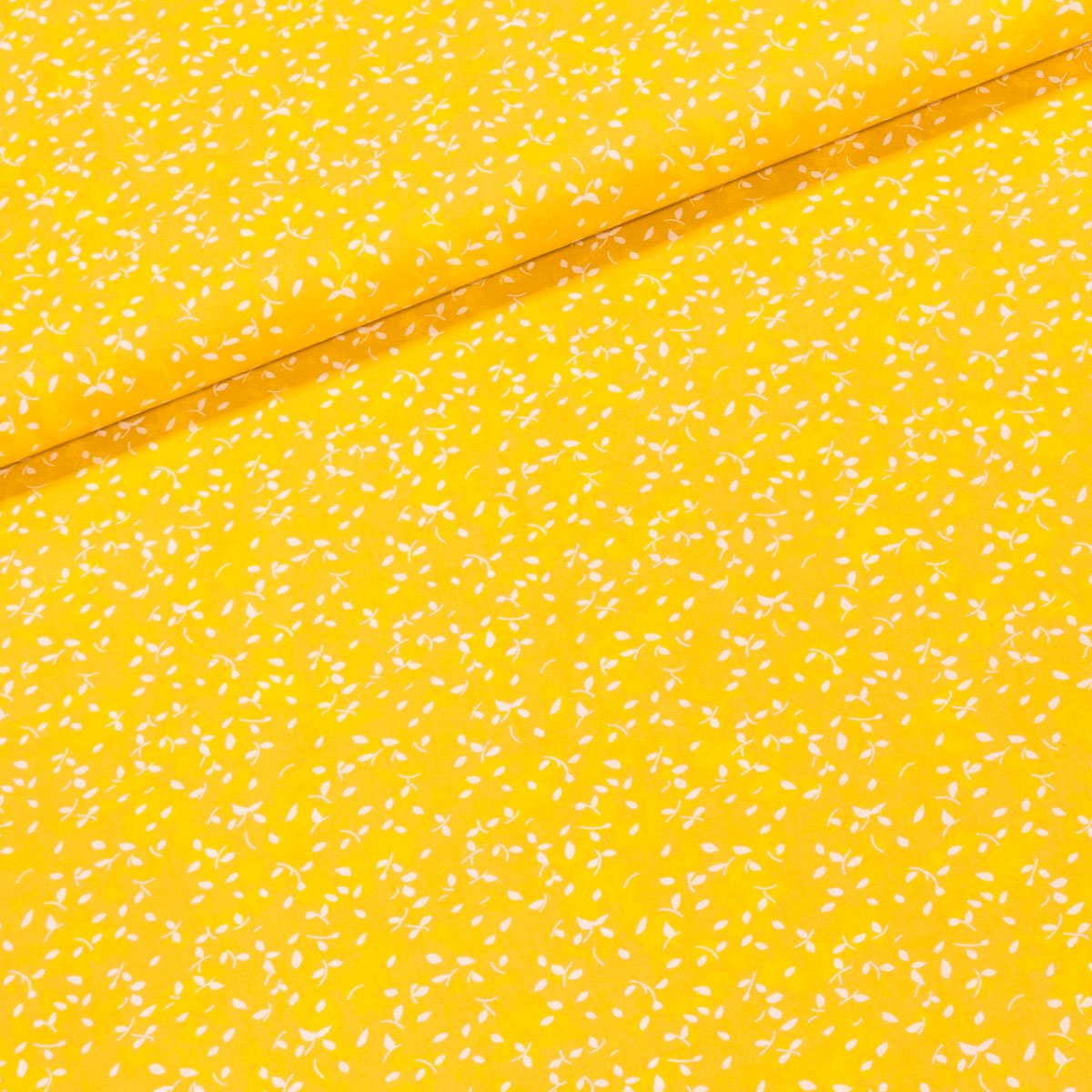 Bavlněné plátno 33540702/126, bílé lístečky na žluté, š.147cm (látka v metráži)