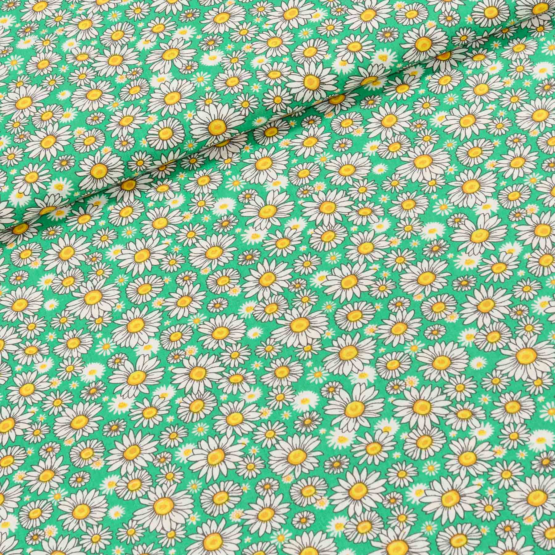 Bavlněné plátno 4924/003, kopretinky na zelené š.160cm (látka v metráži)