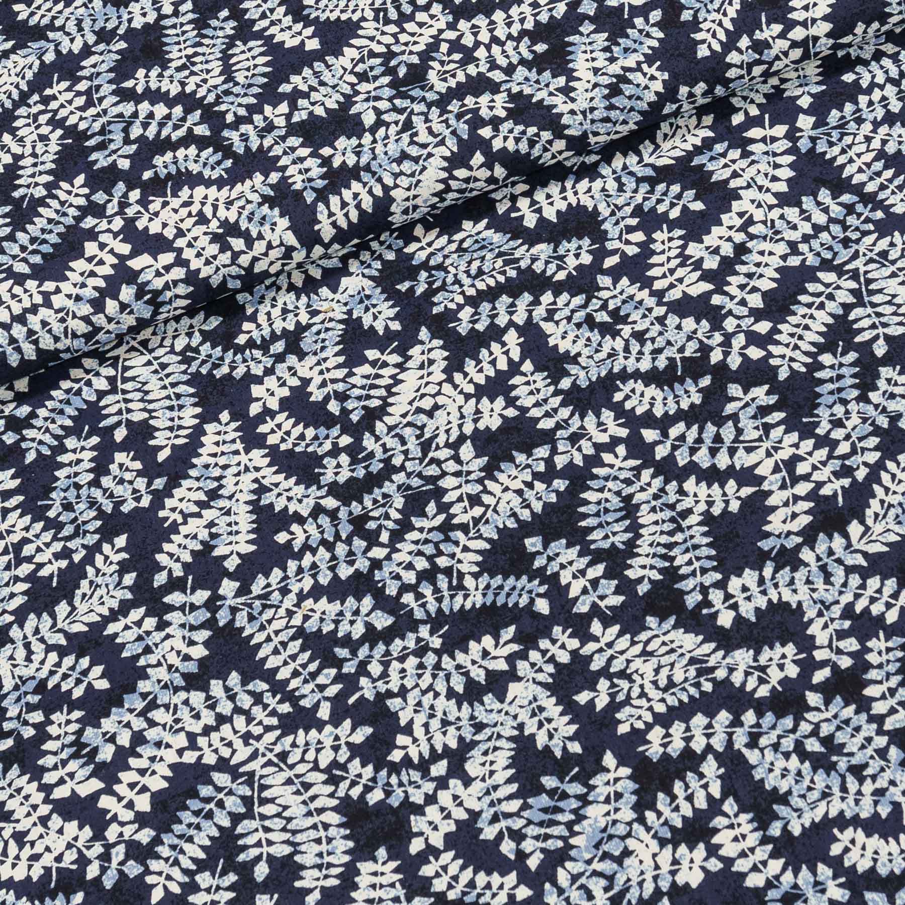 Bavlněné plátno 4987/001, modrotisk kapradiny š.160cm (látka v metráži)