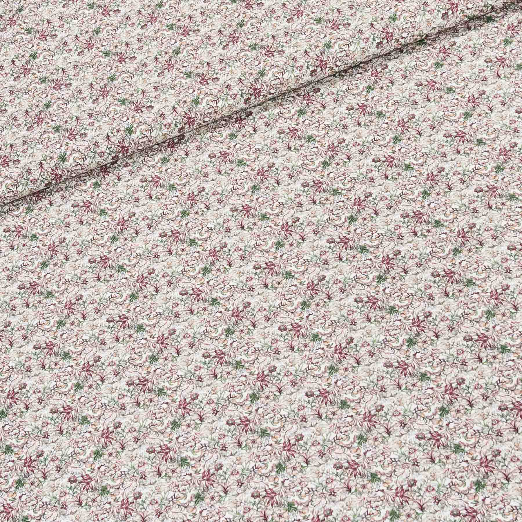 Bavlněné plátno 7904, vínový a zelený hustý vzor květin, š.160cm (látka v metráži)