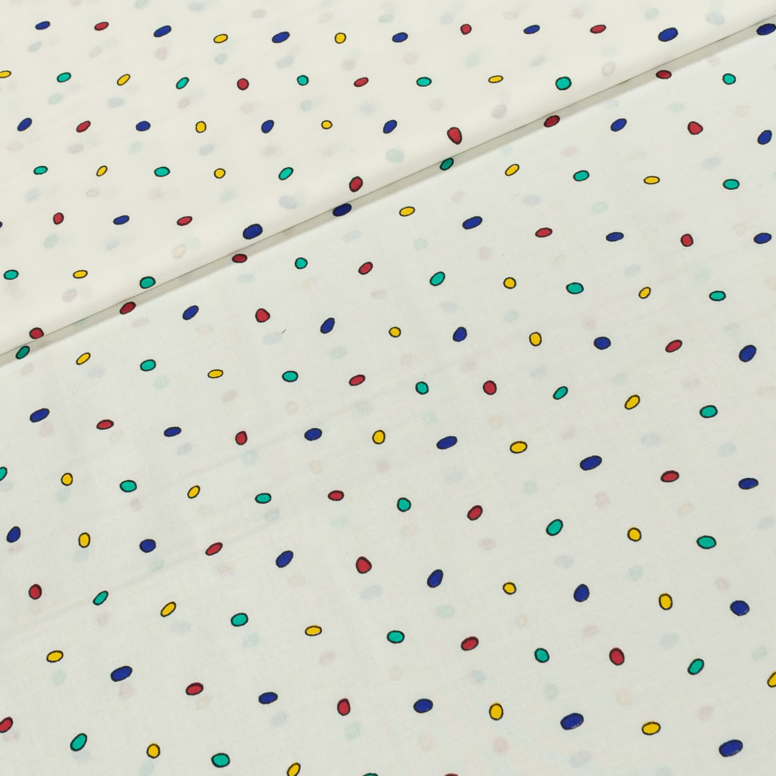 Bavlněné plátno barevné puntíky na bílé, š.150cm (látka v metráži)