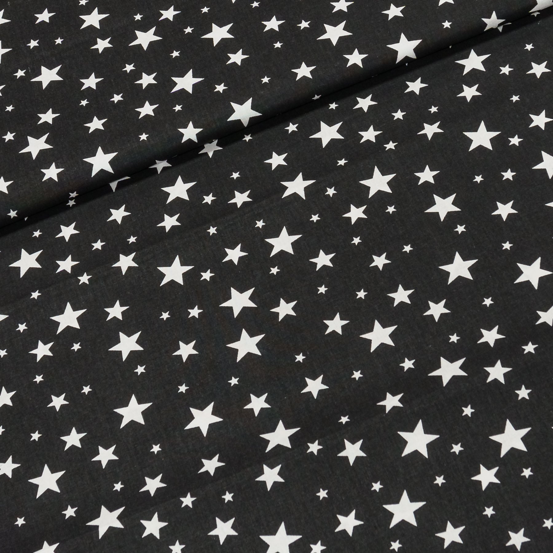 Bavlněné plátno bílé hvězdy na černé, š.160cm (látka v metráži)