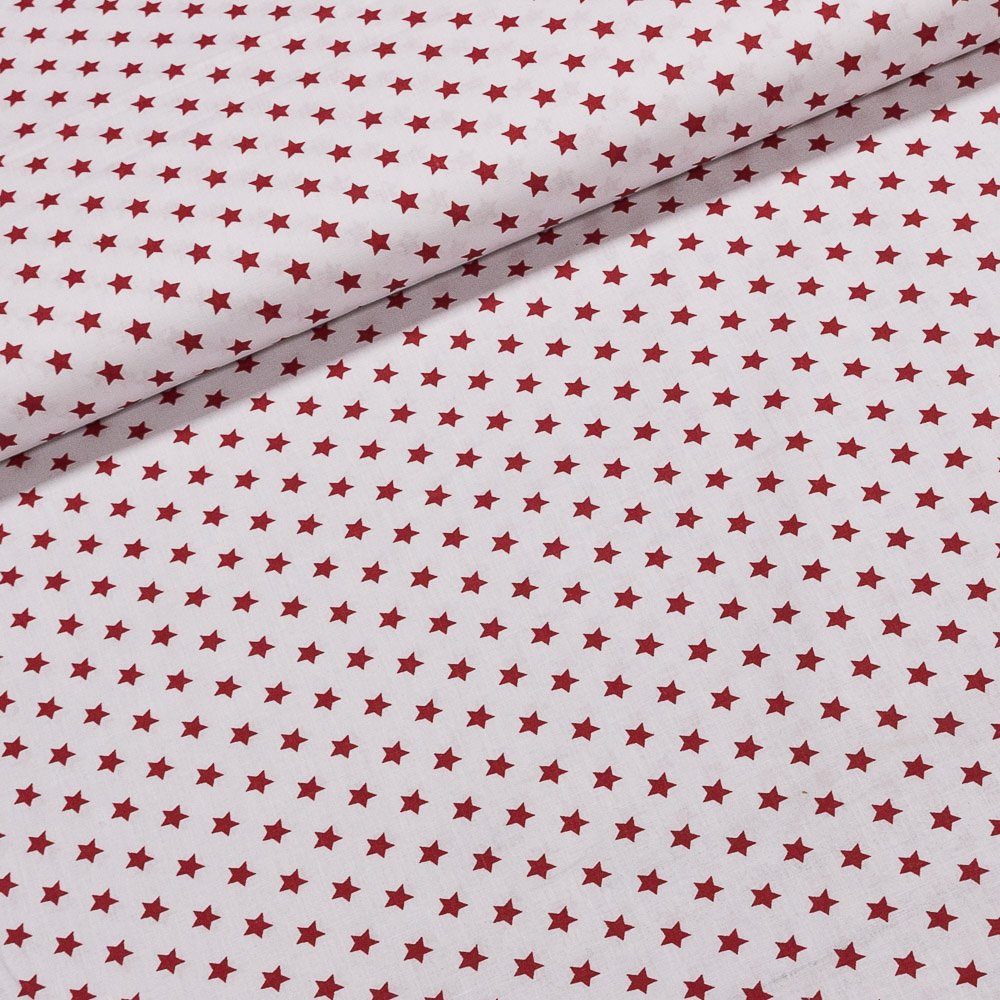 Bavlněné plátno červené hvězdy na bílé, š.140cm (látka v metráži)