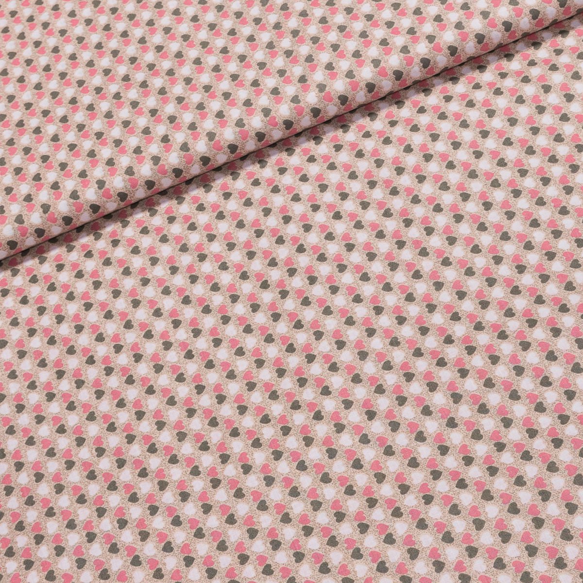 Bavlněné plátno  D0802 šedé a růžové na béžové, š.140cm (látka v metráži)