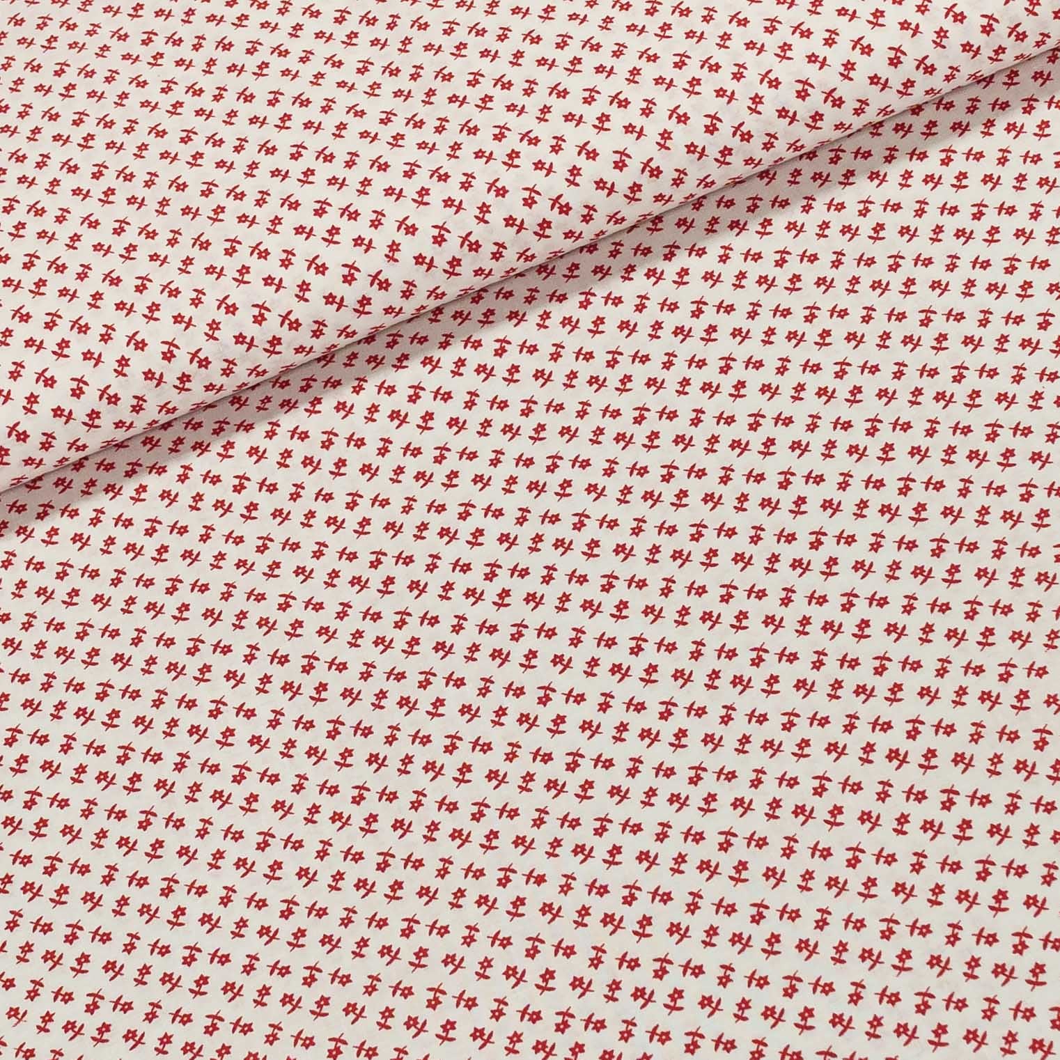 Bavlněné plátno drobná červená kytička na bílé, š.140cm (látka v metráži)