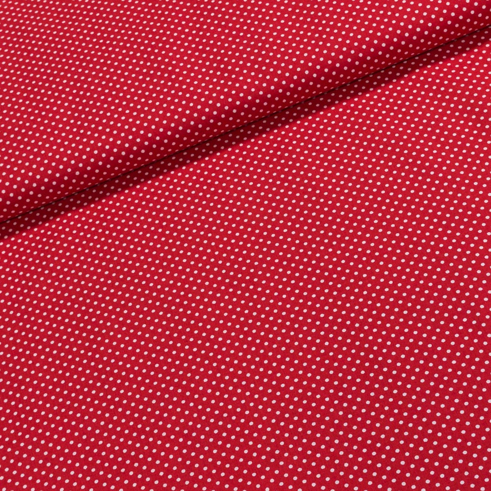 Bavlněné plátno Jolana JO004/01 bílý puntík na červené 2 mm, š.150cm (látka v metráži)