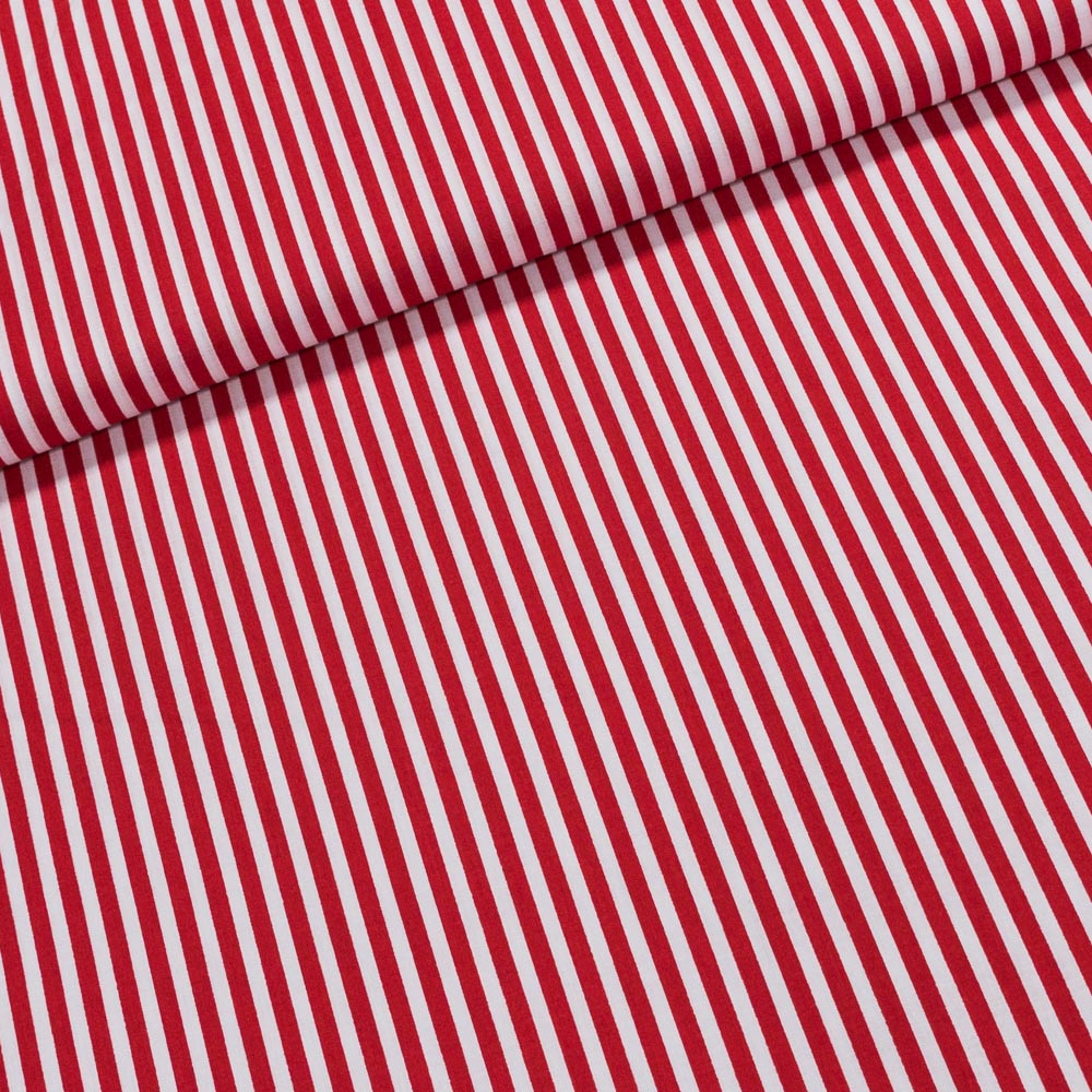 Levně Bavlněné plátno Jolana JO003/01 červený a bílý proužek 5mm, š.150cm (látka v metráži)