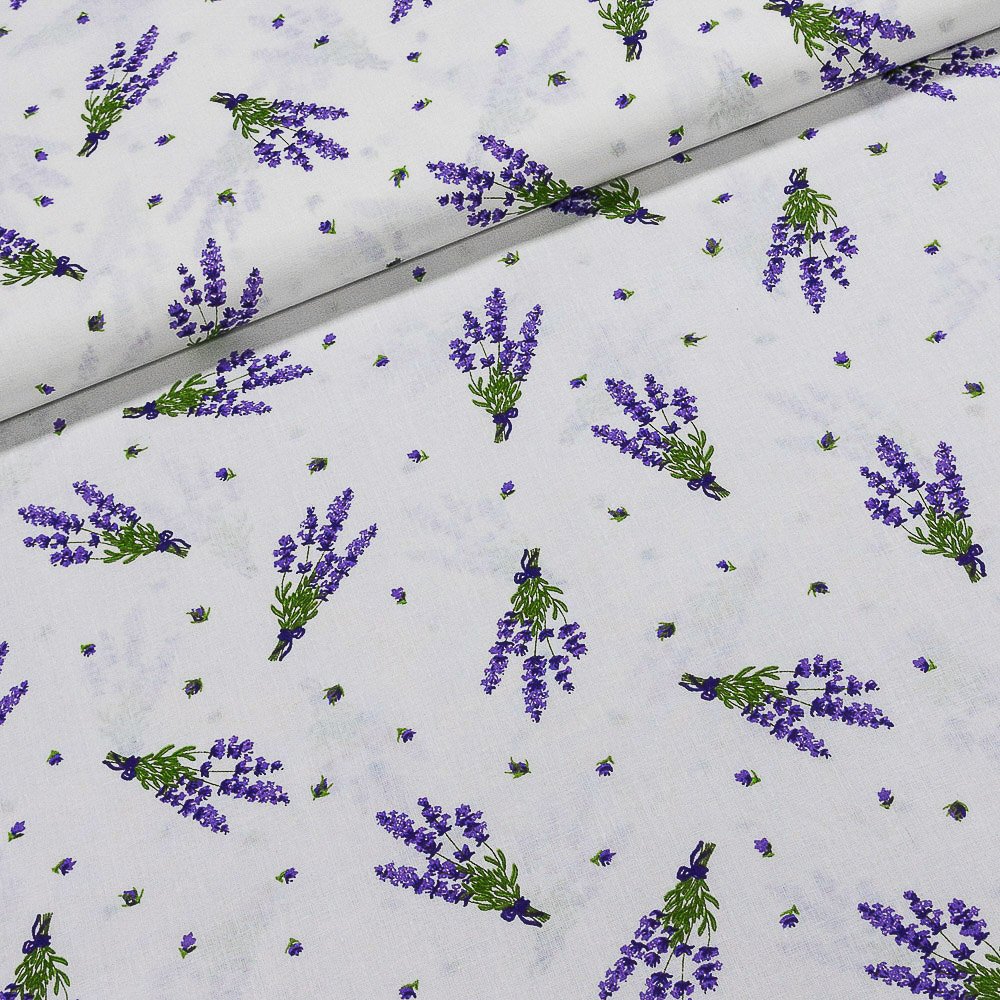 Bavlněné plátno POLO levandule na bílé, š.140cm (látka v metráži)