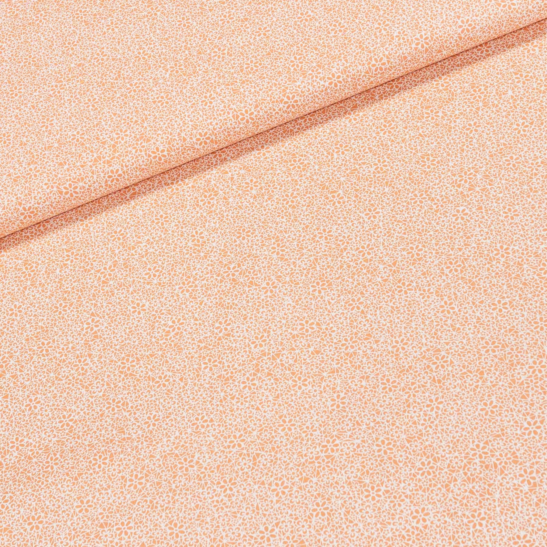 Bavlněné plátno N 325, oranžové kytičky na bílé š.150cm (látka v metráži)