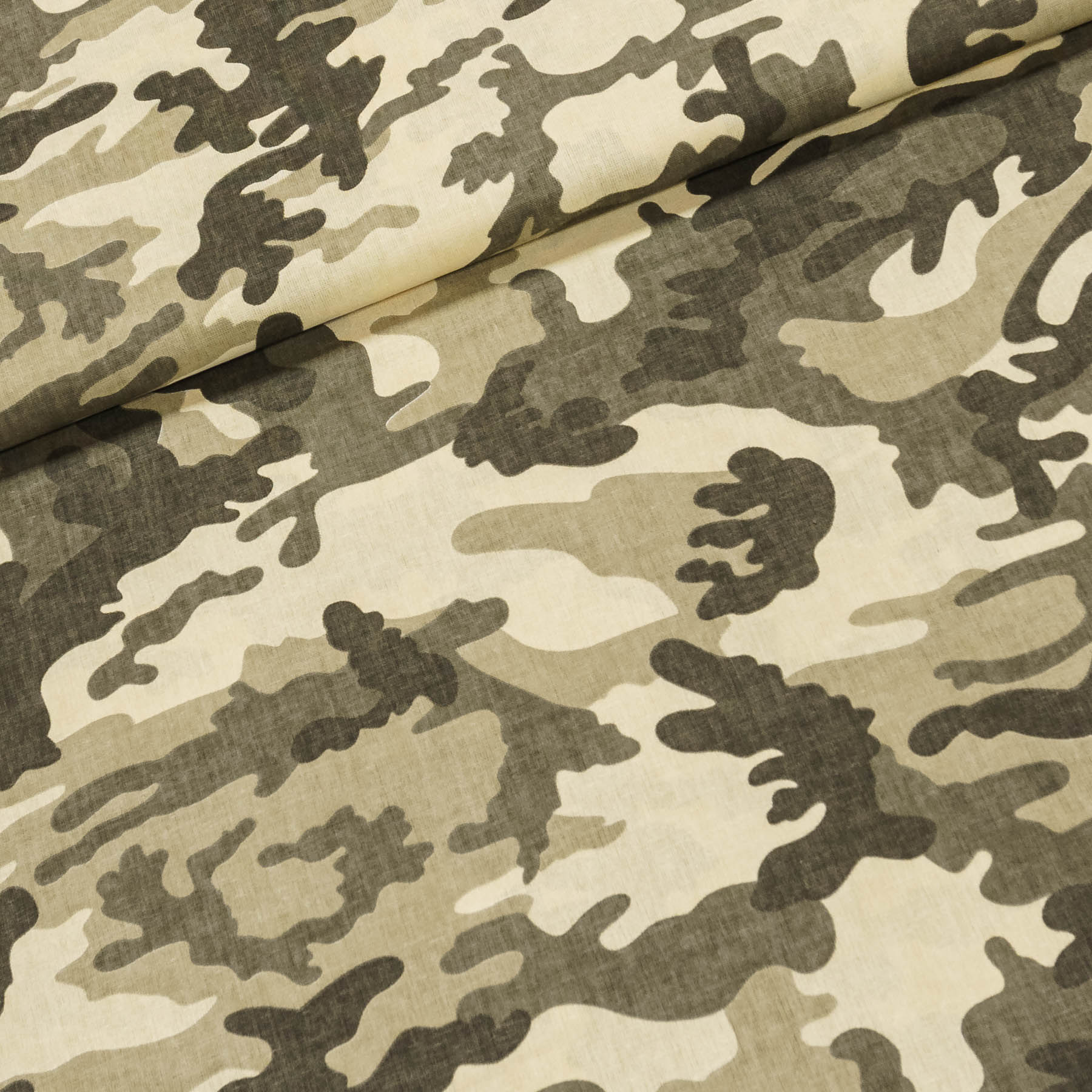 Bavlněné plátno POLO khaki-smetanový maskáčový vzor, š.160cm (látka v metráži)