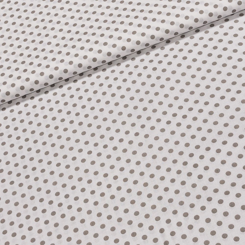 Bavlněné plátno POLO větší šedý puntík na bílé, š.140cm (látka v metráži)