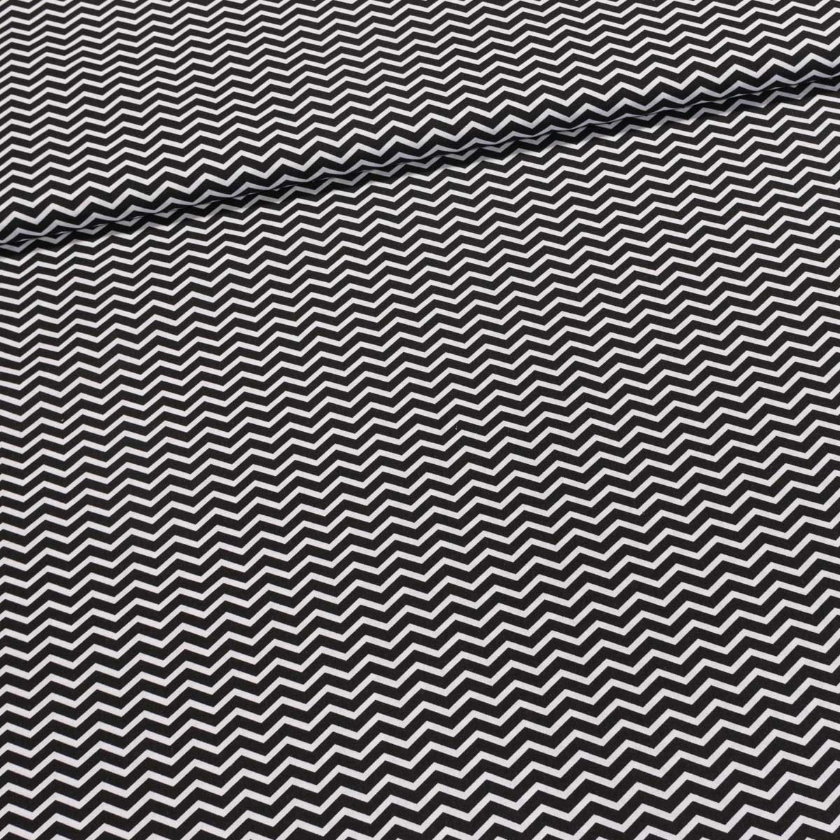 Bavlněné plátno TEZY 13B ZIG ZAG černá, š.150cm (látka v metráži)