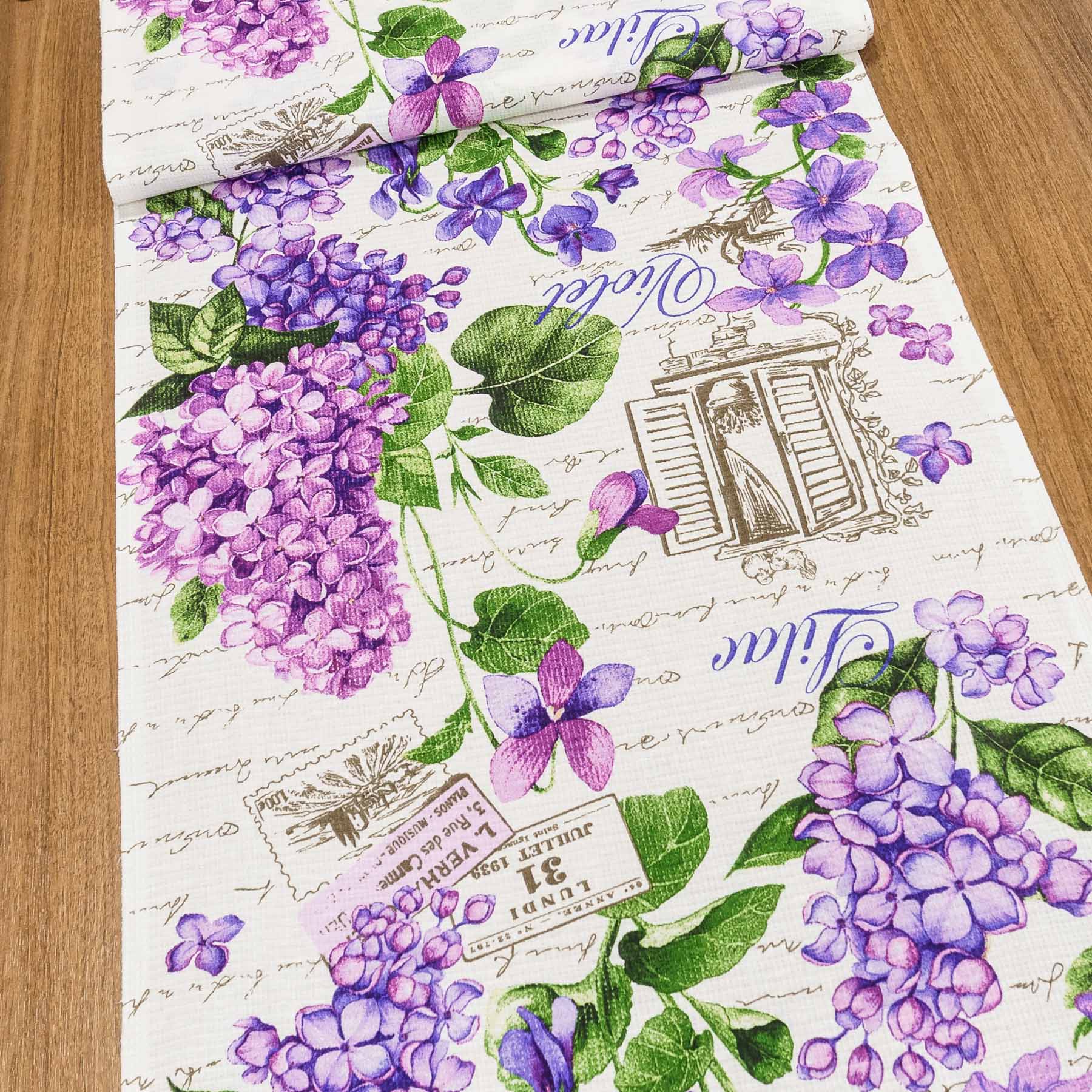 Bavlněné plátno vaflovina, utěrkovina / štola na metráž 703023 šeřík, fialová, š. 50cm (látka v metráži)