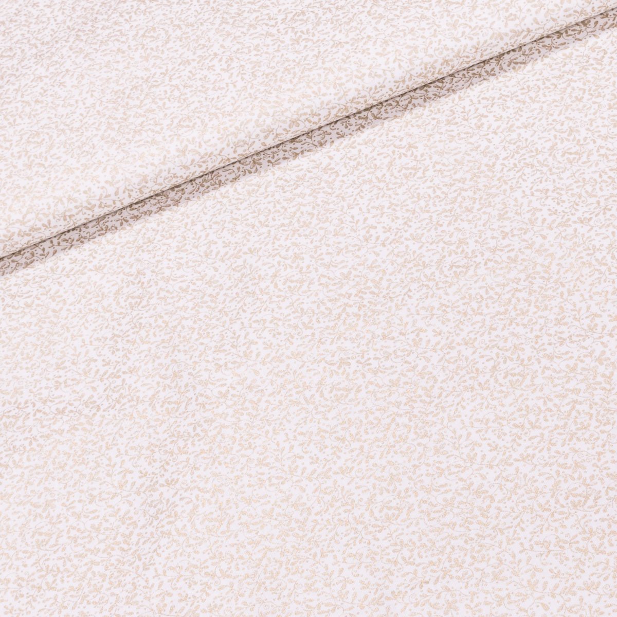 Bavlněné plátno vánoční 16170003-13, zlaté lístky na smetanové, š.150cm (látka v metráži)